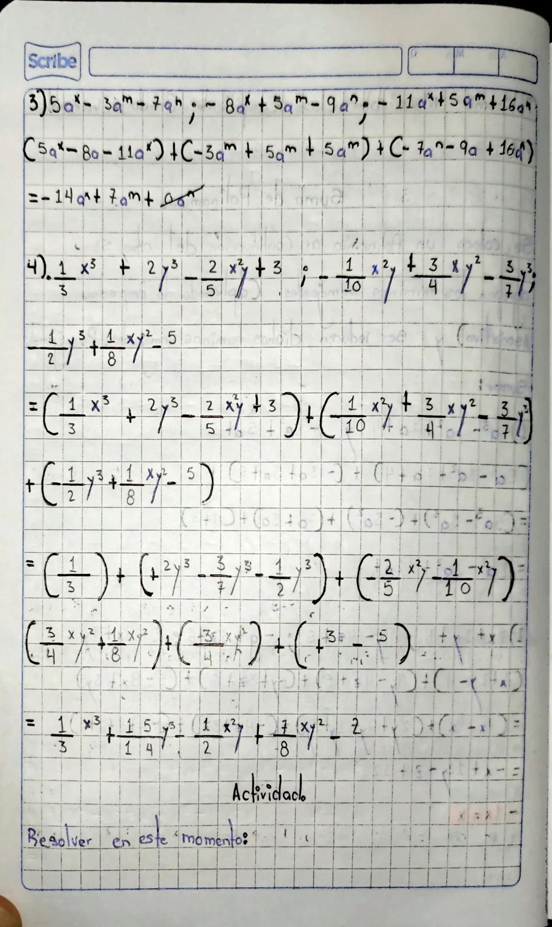 M
Scribe
| Polinomio | N° Variables | Clase | Coeficiente | Grado | Variables |
|---|---|---|---|---|---|
| x+18 | 1 | Binomio | 18 | 0 | - 