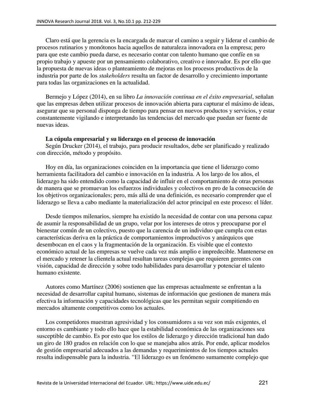 UIDE INNOVA
RESEARCH JOURNAL
INNOVA Research Journal, ISSN 2477-9024
(Octubre, 2018). Vol. 3, No.10.1 pp. 212-229
DOI: https://doi.org/10.33