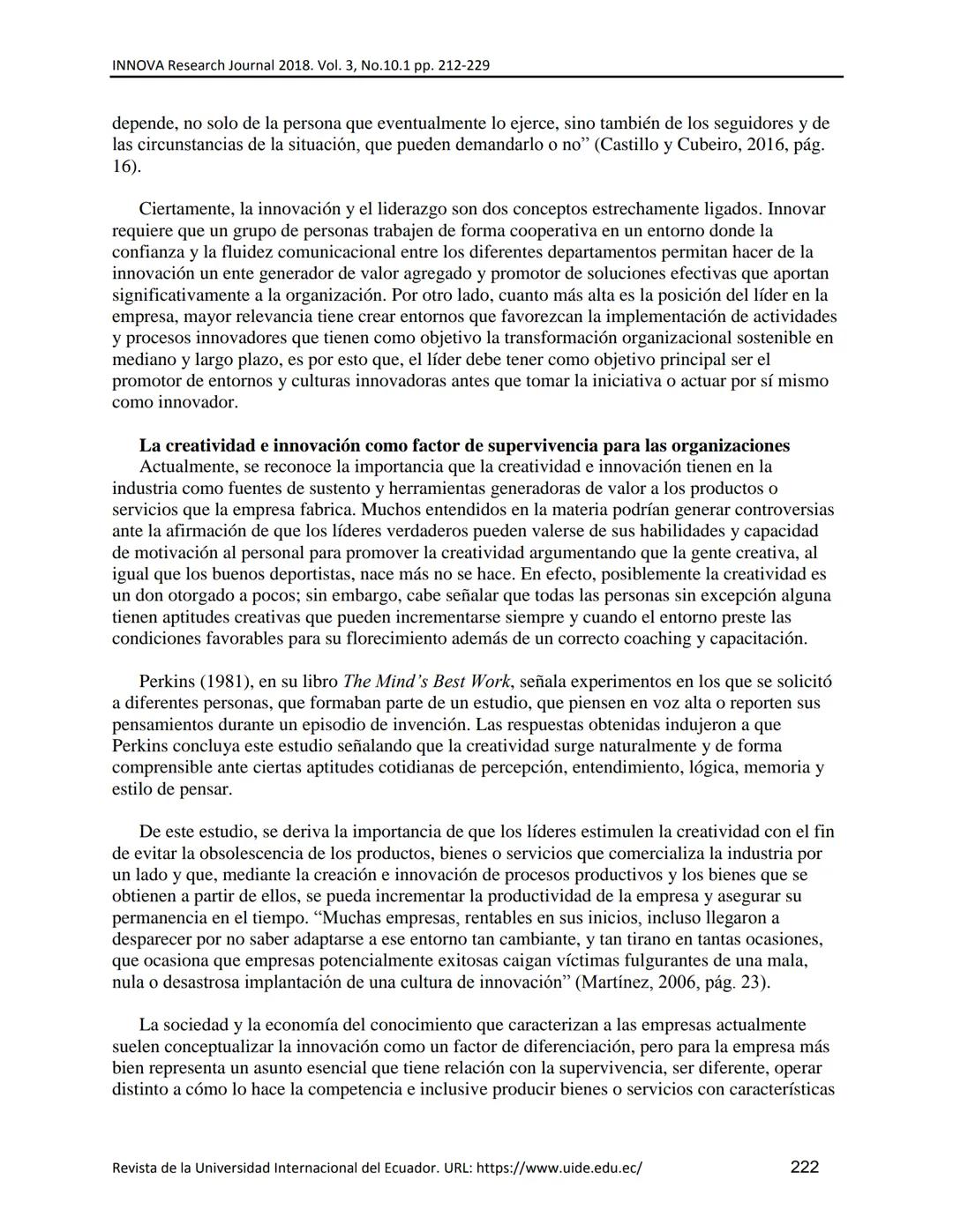 UIDE INNOVA
RESEARCH JOURNAL
INNOVA Research Journal, ISSN 2477-9024
(Octubre, 2018). Vol. 3, No.10.1 pp. 212-229
DOI: https://doi.org/10.33