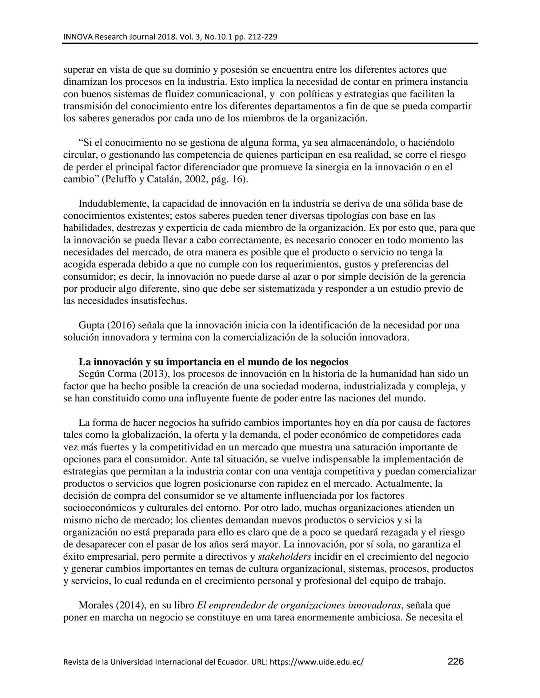 UIDE INNOVA
RESEARCH JOURNAL
INNOVA Research Journal, ISSN 2477-9024
(Octubre, 2018). Vol. 3, No.10.1 pp. 212-229
DOI: https://doi.org/10.33
