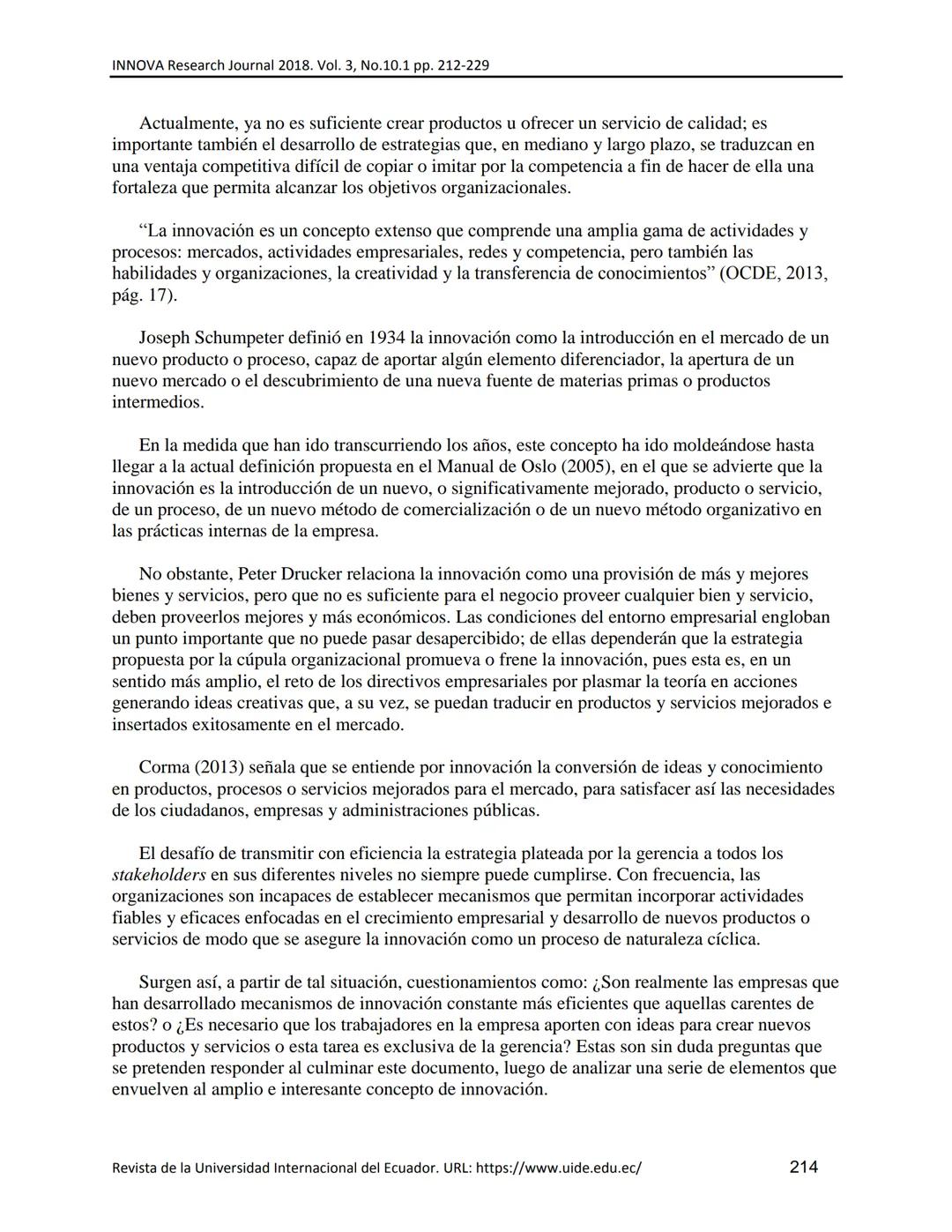 UIDE INNOVA
RESEARCH JOURNAL
INNOVA Research Journal, ISSN 2477-9024
(Octubre, 2018). Vol. 3, No.10.1 pp. 212-229
DOI: https://doi.org/10.33