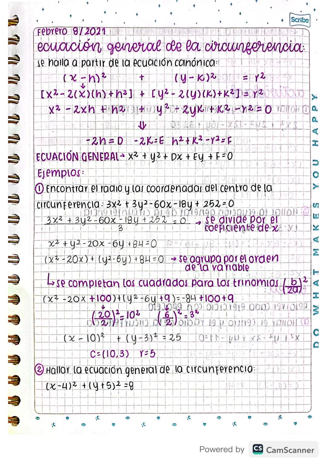 Matemáticas grado 11 - Ecuación general de la circunferencia 