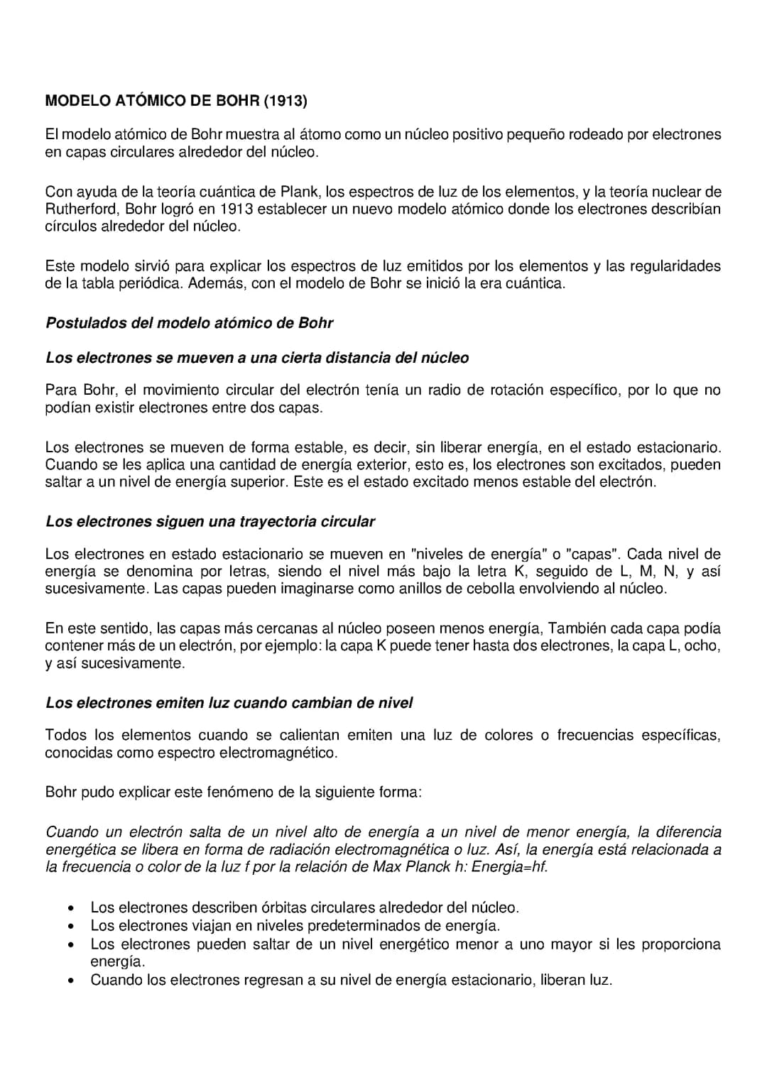 MODELO ATÓMICO DE BOHR (1913)