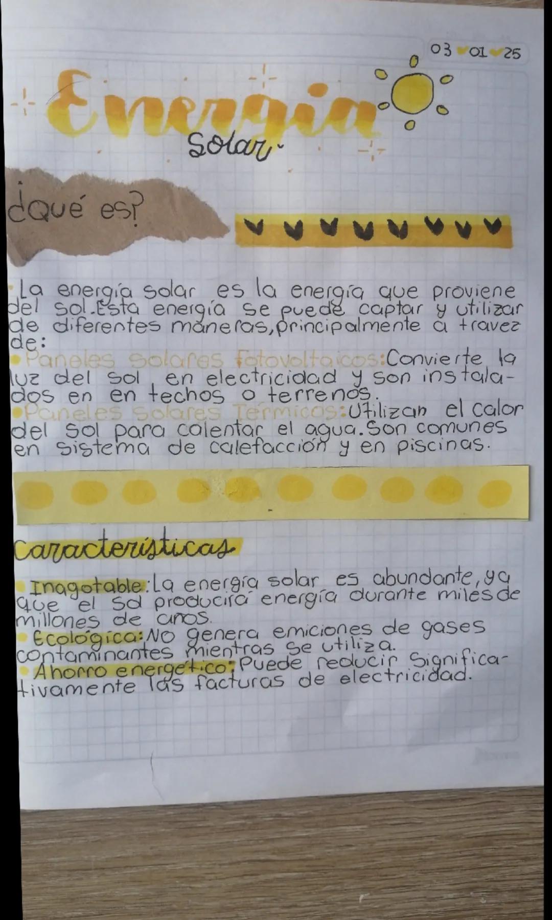 03 01 25
0
# Energia:

## Solar

¿Qué es?

La energia solar es la energía que proviene
del sol. Esta energía se puede captar y utilizar
de d