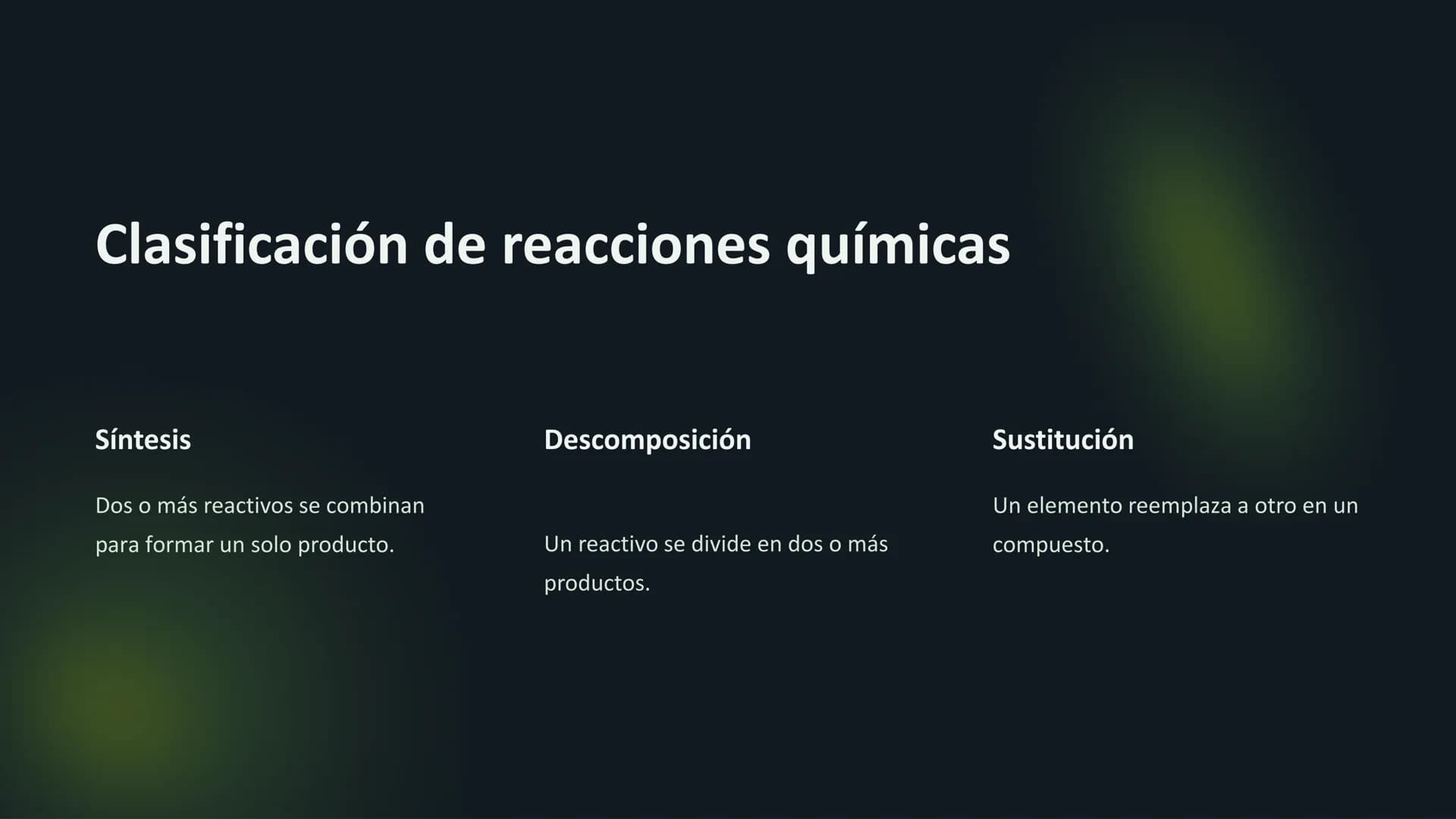 Reacciones químicas:
Fundamentos
Las reacciones químicas son la base de la química, donde átomos y moléculas se
transforman en nuevas sustan