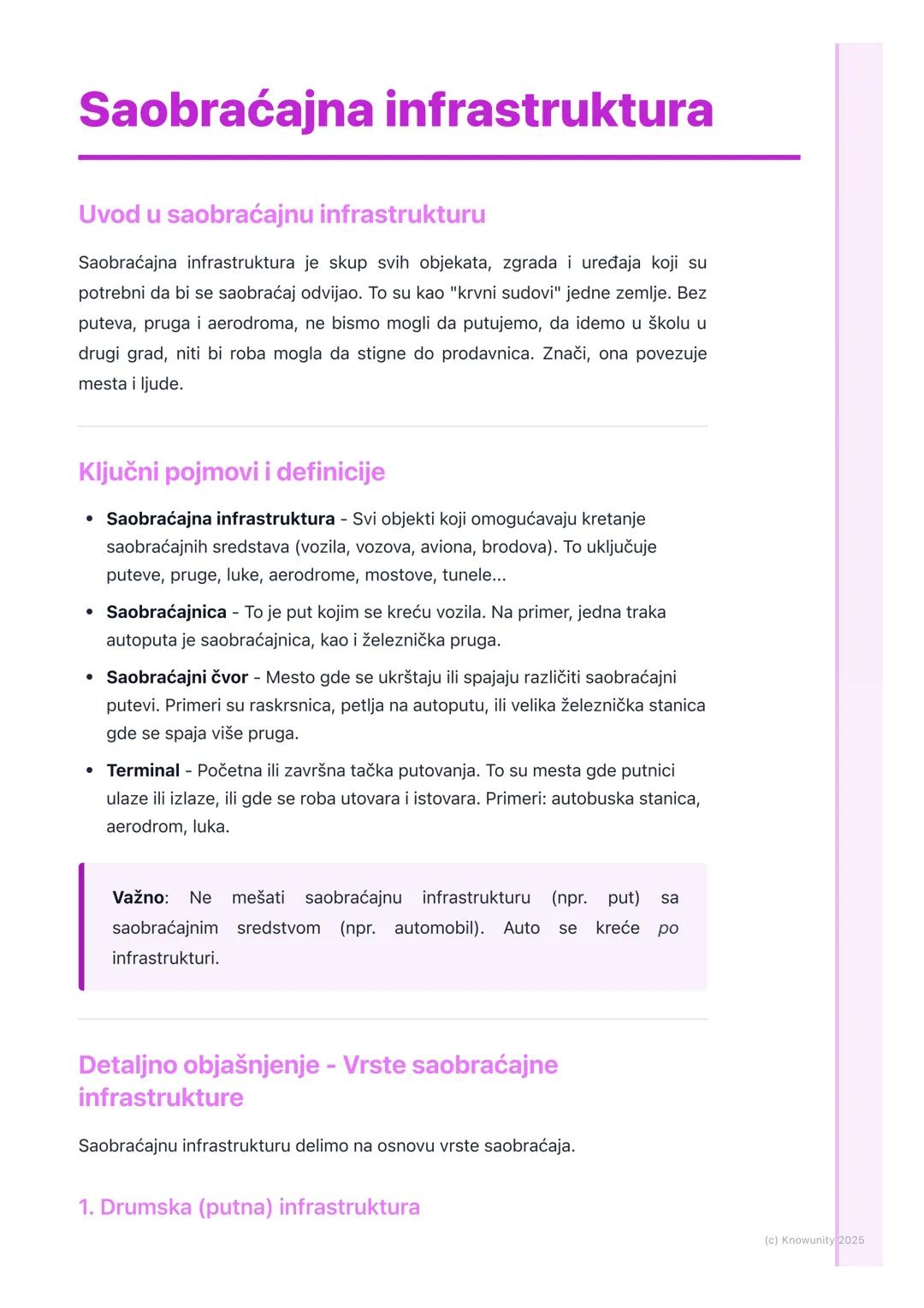 # Saobraćajna infrastruktura

Uvod u saobraćajnu infrastrukturu

Saobraćajna infrastruktura je skup svih objekata, zgrada i uređaja koji su
