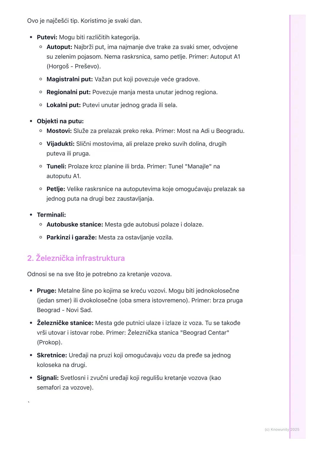 # Saobraćajna infrastruktura

Uvod u saobraćajnu infrastrukturu

Saobraćajna infrastruktura je skup svih objekata, zgrada i uređaja koji su
