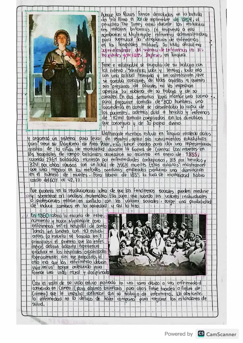 Biografia
Florence
Nightingal's
Nació en Villa Colombia - Florencia Italia, el 12 de mayo
de 1820, es considerada la precursord de la enferm