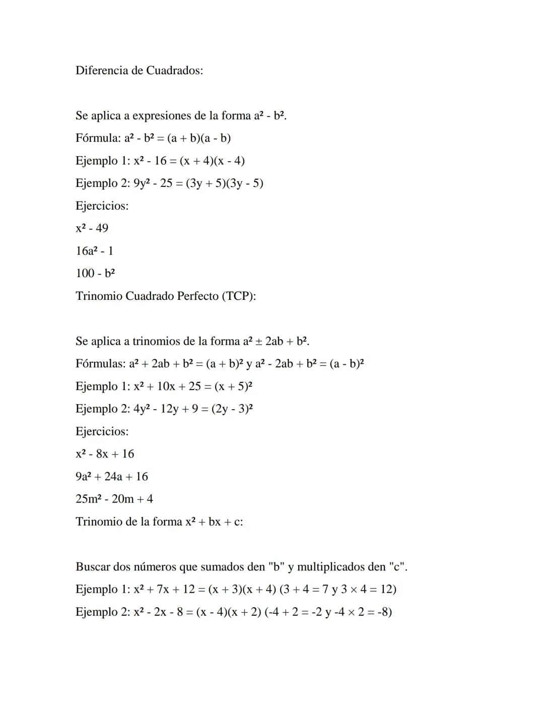 La factorización
Introducción a la Factorización
¿Qué es factorizar? Factorizar una expresión algebraica consiste en expresarla
como el prod
