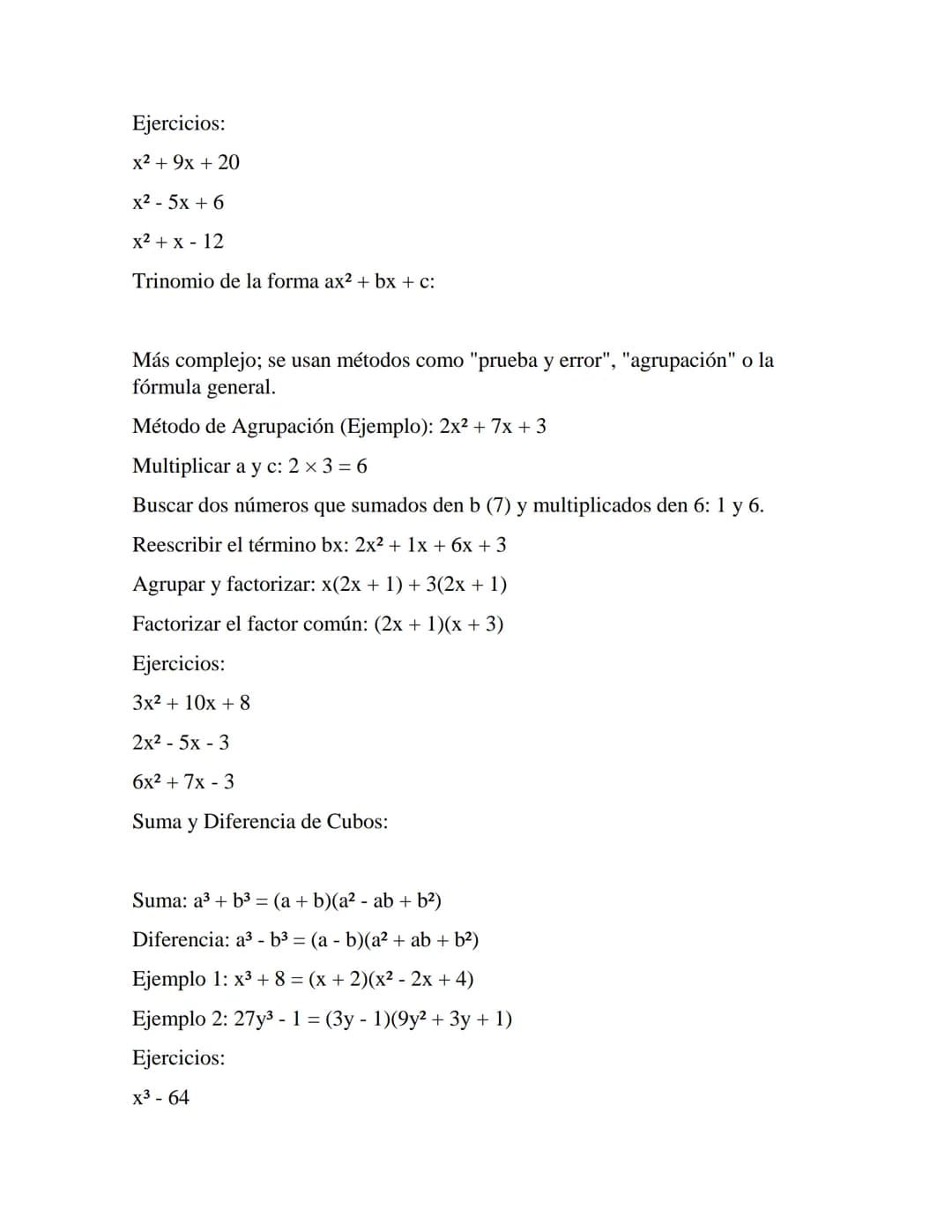 La factorización
Introducción a la Factorización
¿Qué es factorizar? Factorizar una expresión algebraica consiste en expresarla
como el prod