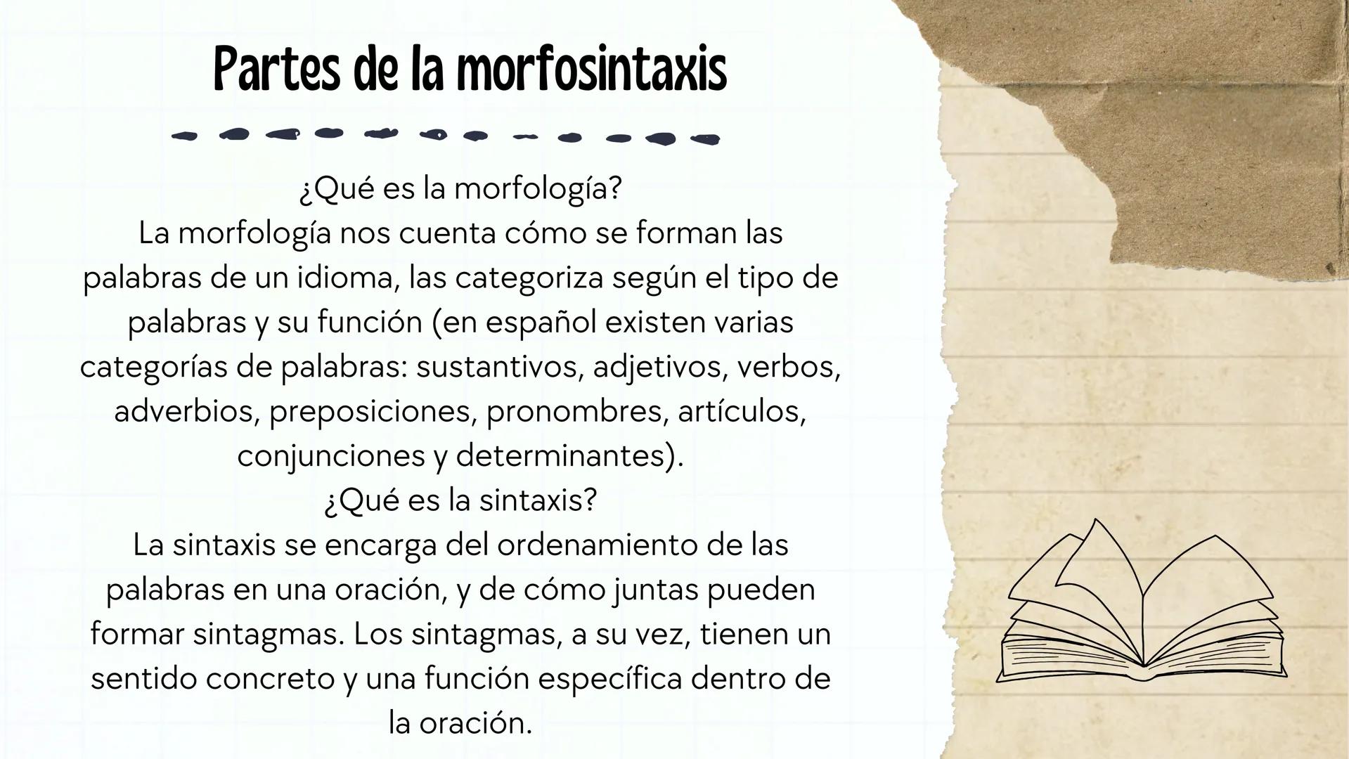 ¿Que es La
morfosintaxis?
+La morfosintaxis es la parte de la gramática que se encarga de
estudiar tanto las formas de las palabras como las