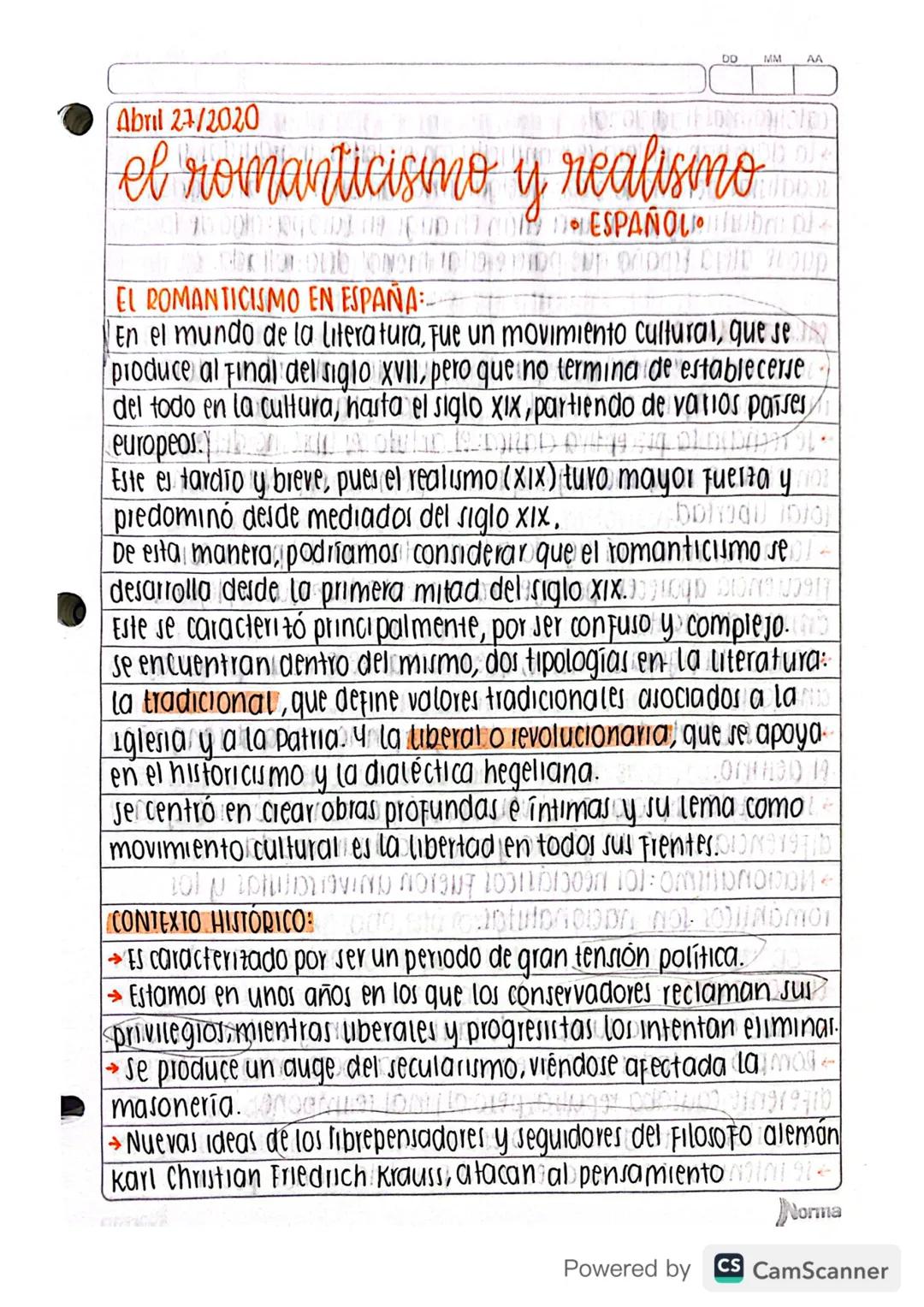 Abril 21/2020
DD
MM
AA
y
el romanticismo y realismo
EL ROMANTICISMO EN ESPAÑA:
ESPAÑOL
En el mundo de la literatura, fue un movimiento cultu