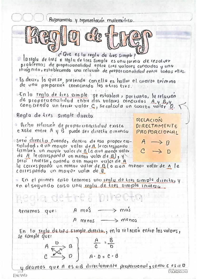 оос
4
Razonamiento y representación mutemática.
&
Regla de tres
¿Que es la regla de tres Simple?
la regla de tres o regla de tres Simple es 