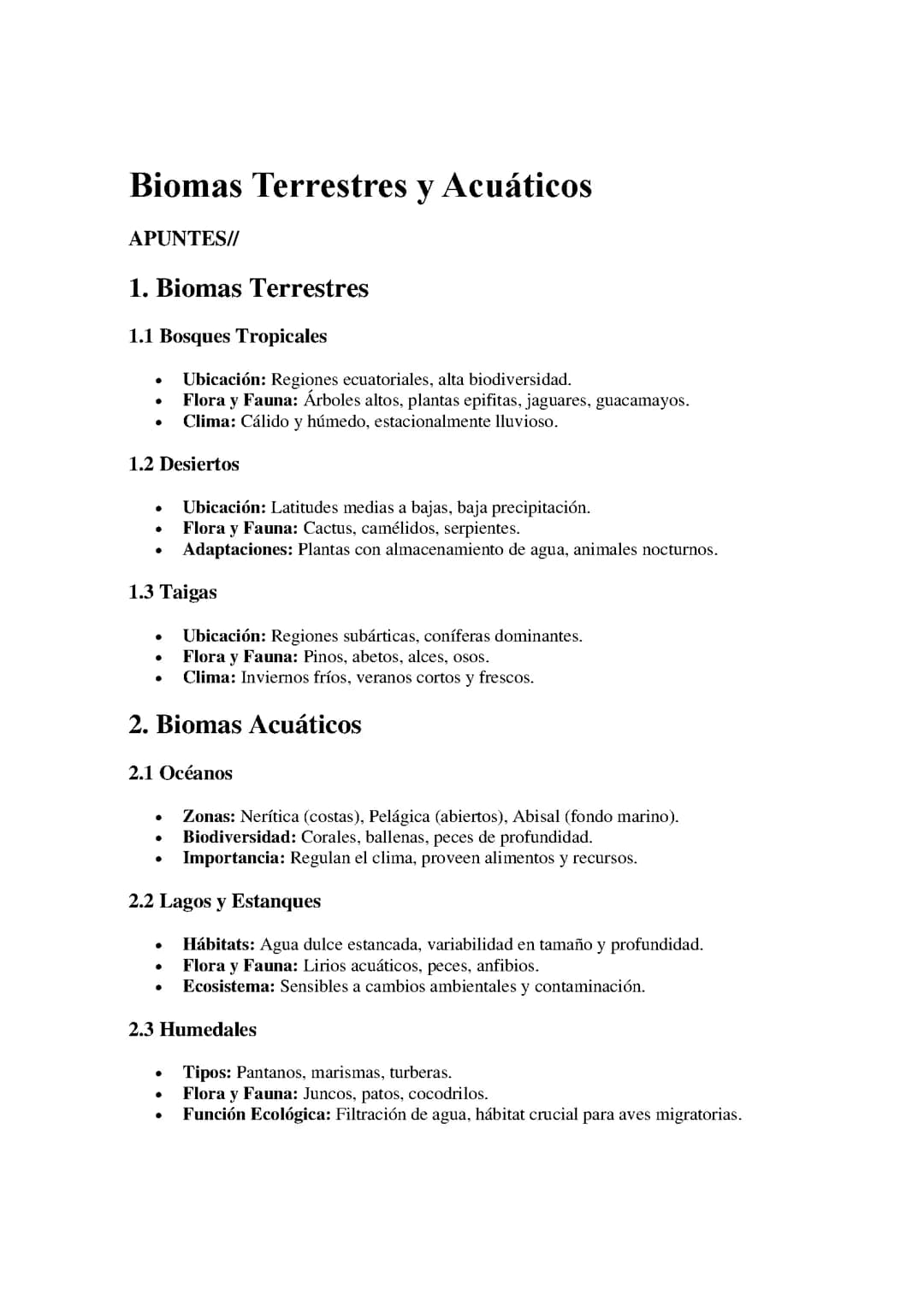 Biomas Terrestres y Acuáticos