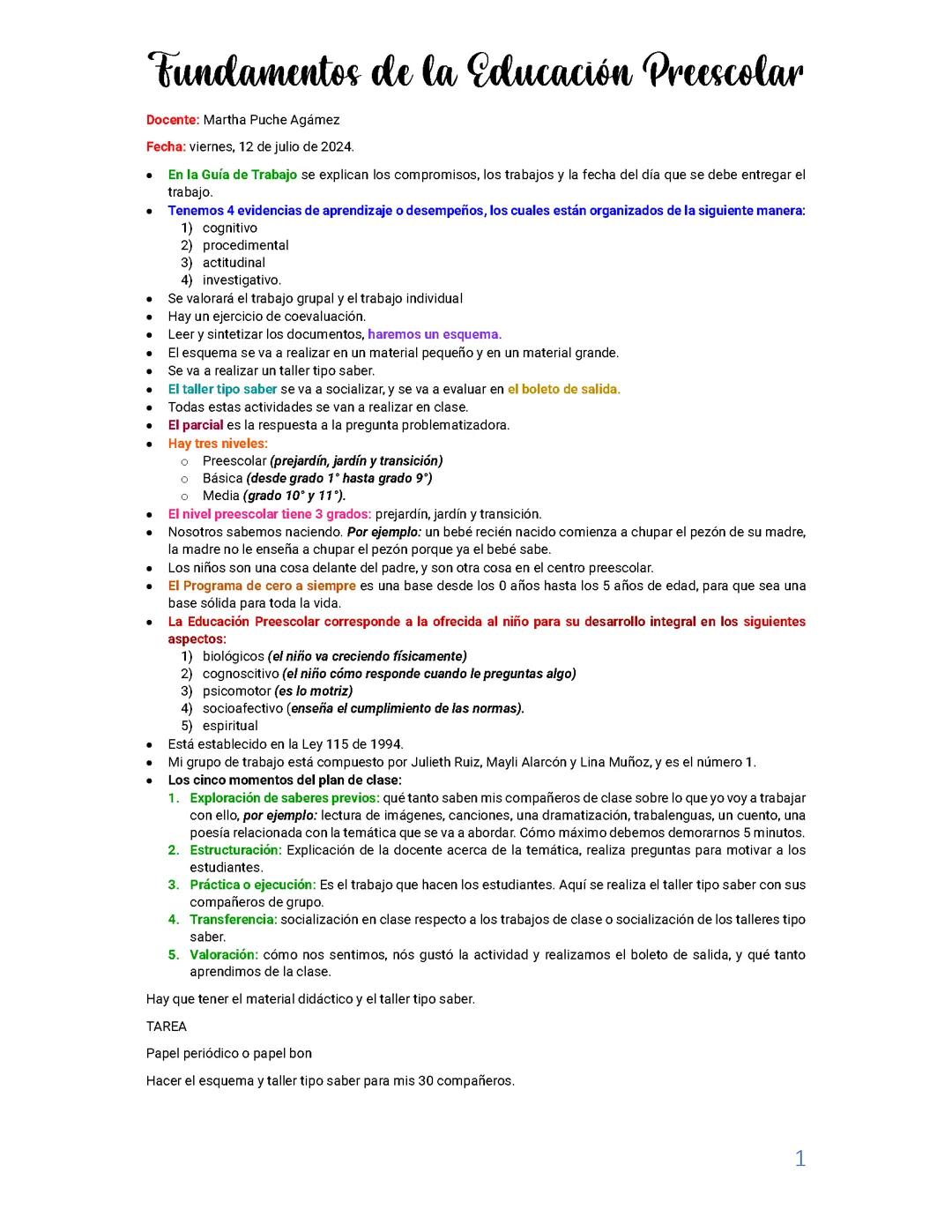 Fundamentos de la Educación Preescolar