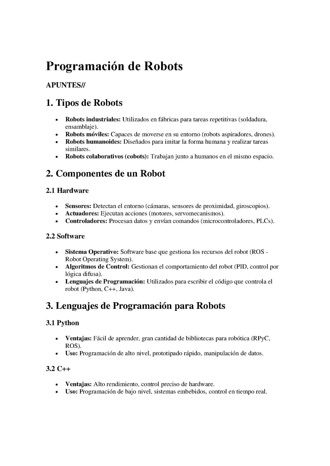 Programación de robots