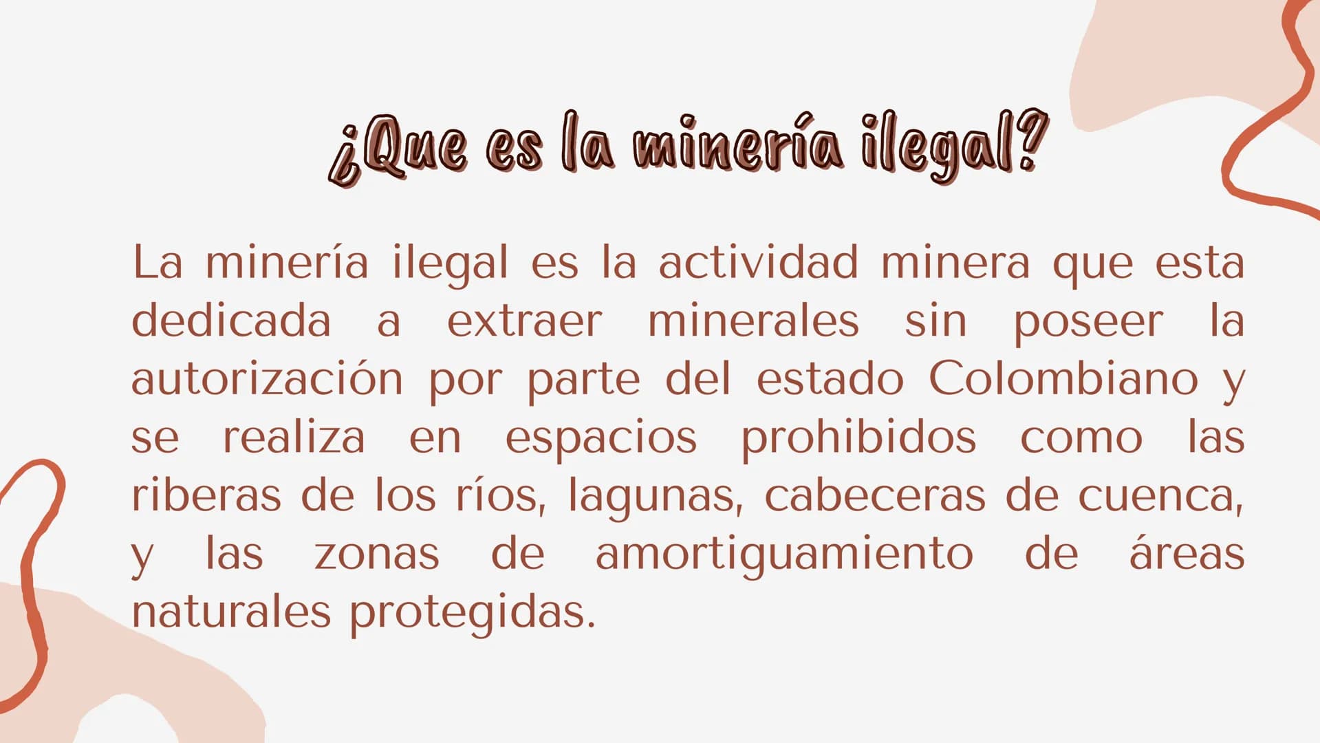 La mineria
ilegal en
Colombia
CNVFILLM FF1
23-
CANVA STORIES ¿Que es la minería ilegal?
La minería ilegal es la actividad minera que esta
de