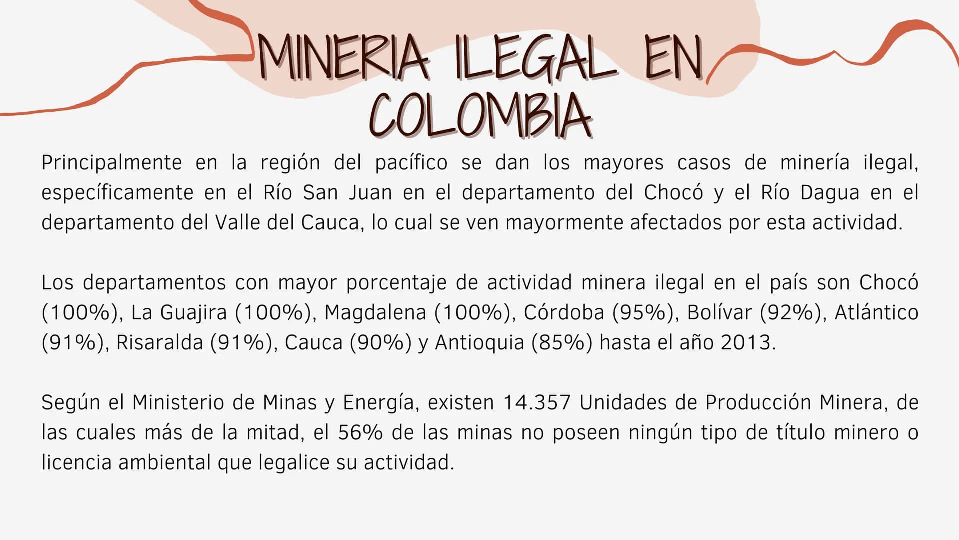 La mineria
ilegal en
Colombia
CNVFILLM FF1
23-
CANVA STORIES ¿Que es la minería ilegal?
La minería ilegal es la actividad minera que esta
de