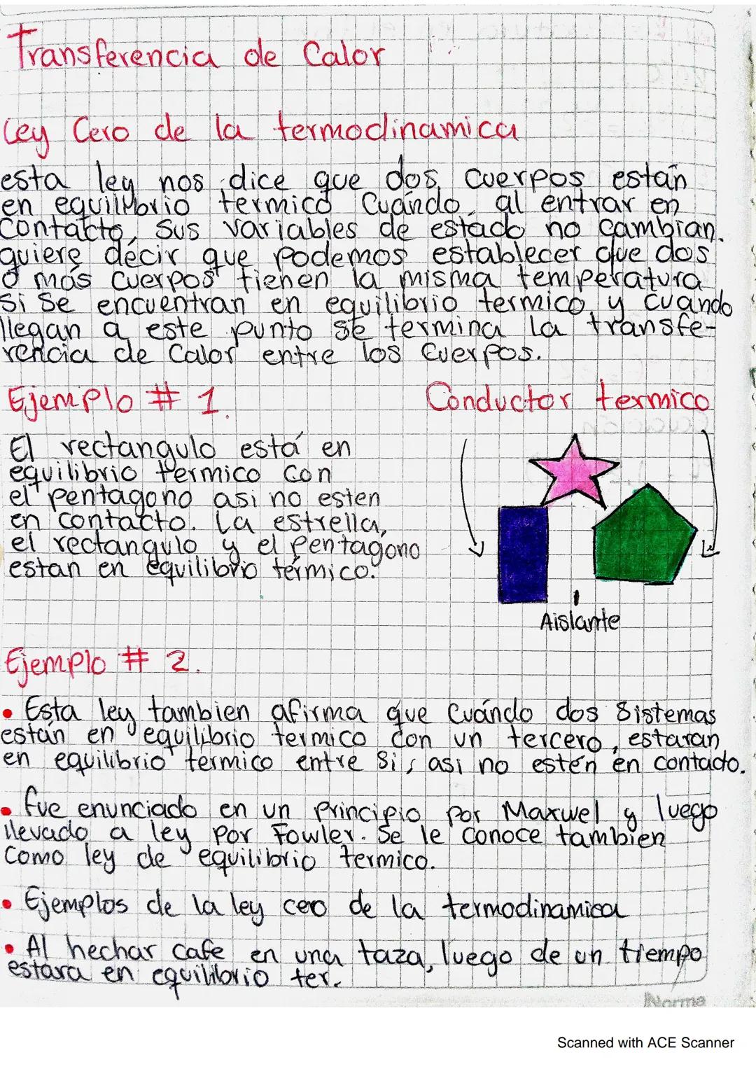 Transferencia de Calor
Ley Cero de la fermodinamica
esta ley nos dice que dos cuerpos estan
en equilibrio termico Cuando al entrar en
Contac