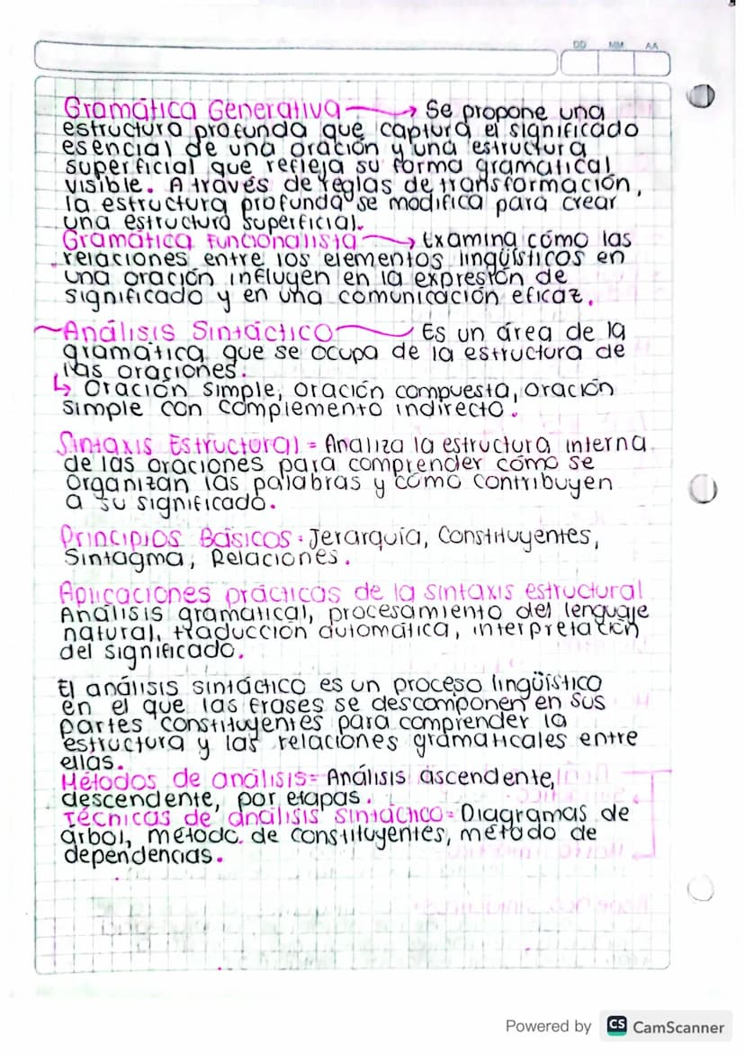 SINTACTICA
3/mayo/2024
¿Qué es? Rama de la gramática que estudia
como se combinan y relacionan las palabras,
es decir, analiza el orden corr