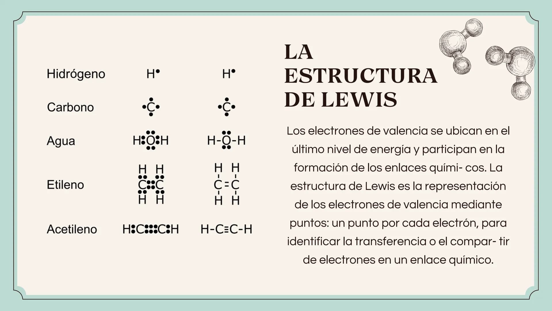 Green Chemistry:
The future of sustainable science
LOS
ENLACES LA LEY DEL
OCTETO
Es la tendencia de los átomos a tener
ocho electrones en su