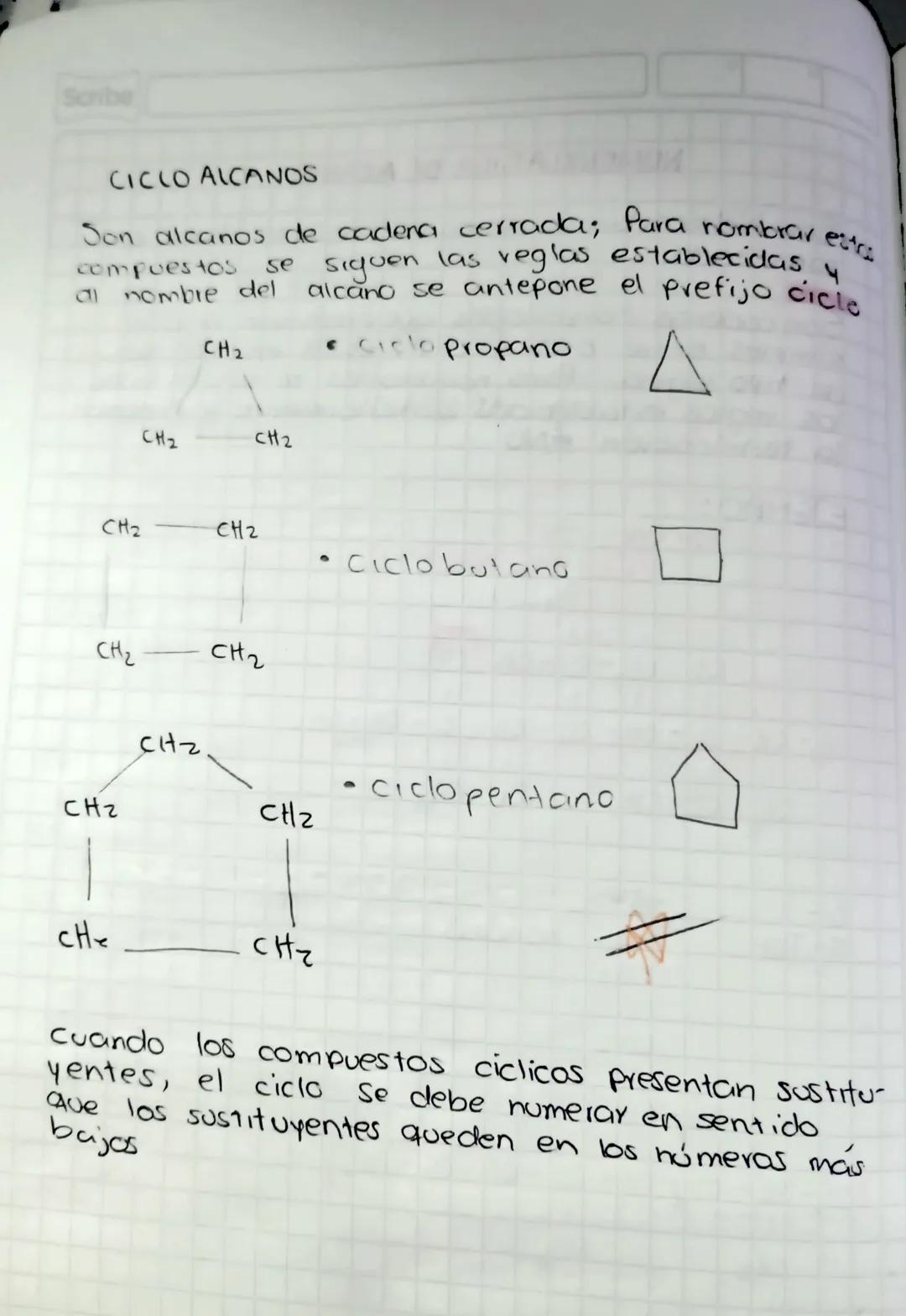 Scribe
NOMENCLATURA DE ALCANOS
Son hidrocarburos de cadena abierta lineal o
ramificada
Son cadenas carbonadas que presentan enlaces
simples 