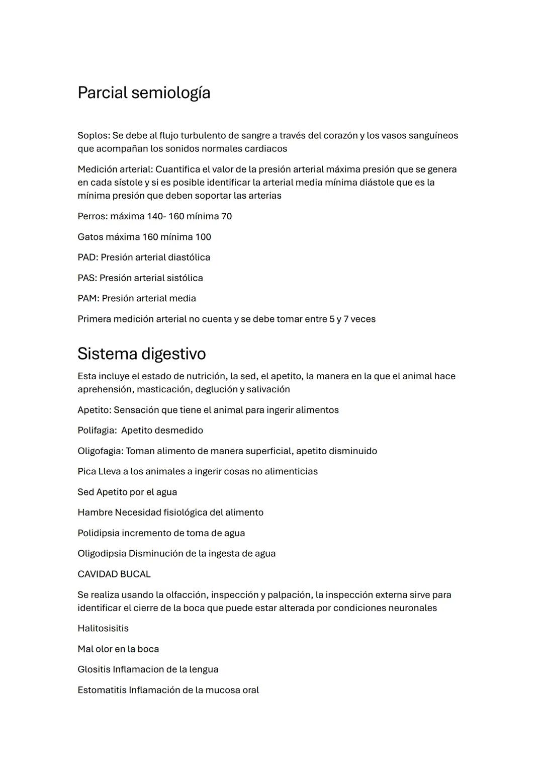 Parcial semiología
Soplos: Se debe al flujo turbulento de sangre a través del corazón y los vasos sanguíneos
que acompañan los sonidos norma