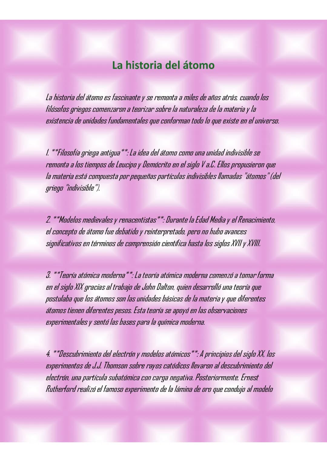 la historia del atomo