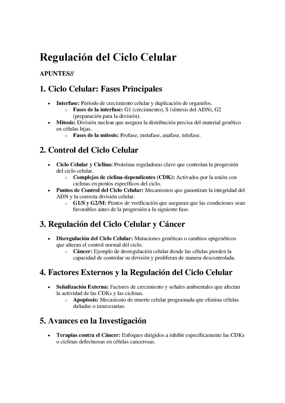 Regulación del Ciclo Celular