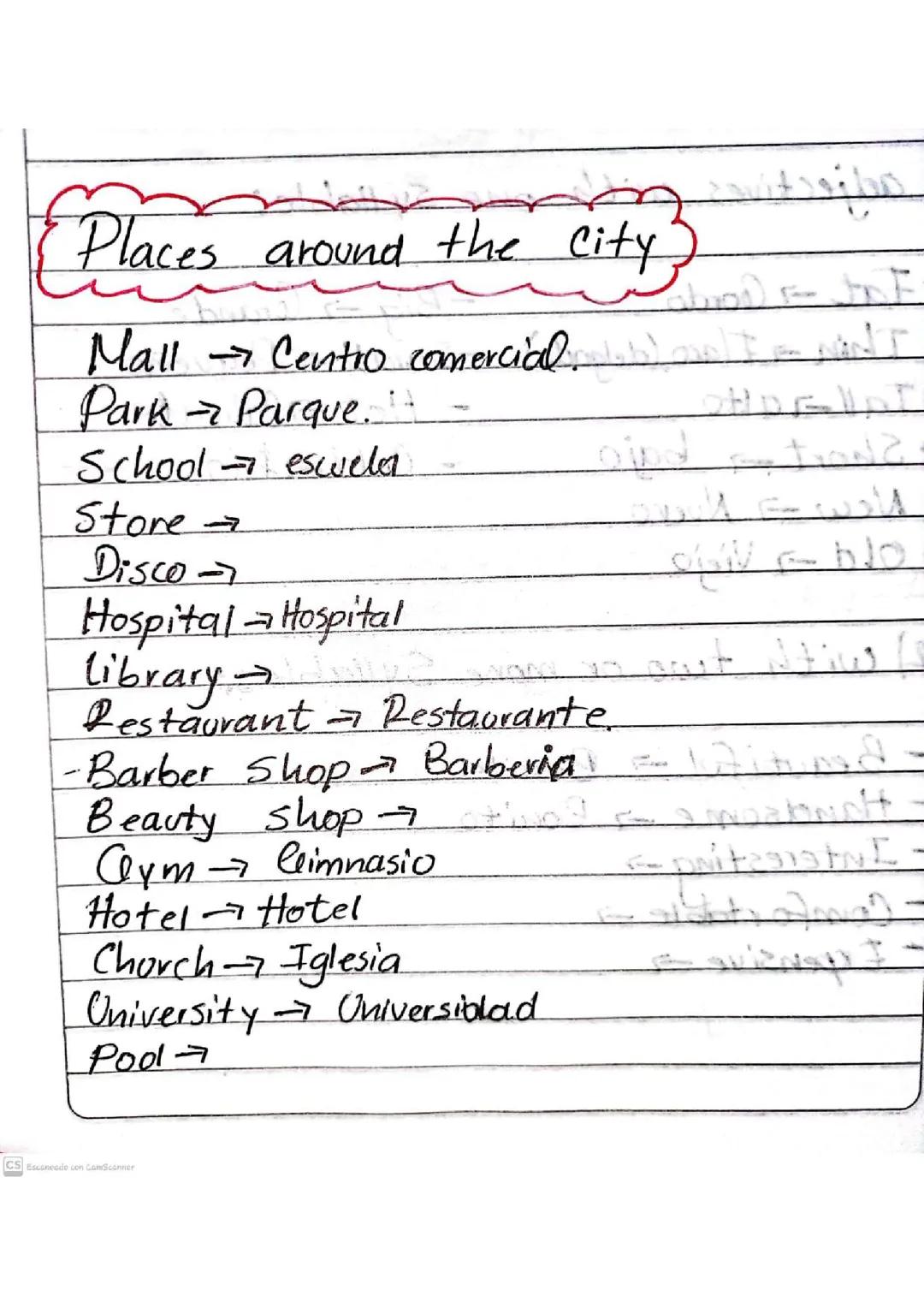 Vocabulario: Lugares (Places around the city)