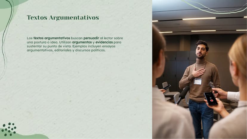Tipos de Textos:
Explicación y Ejemplos Introducción
En esta presentación se abordarán los tipos de
textos y se presentarán ejemplos para su
