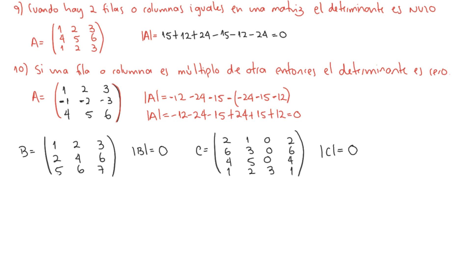 Determinante: Función donde el conjunto de salida son las matrices Mmxn y el conjunto
de llegada son los IR
Determinante de la motriz A se d