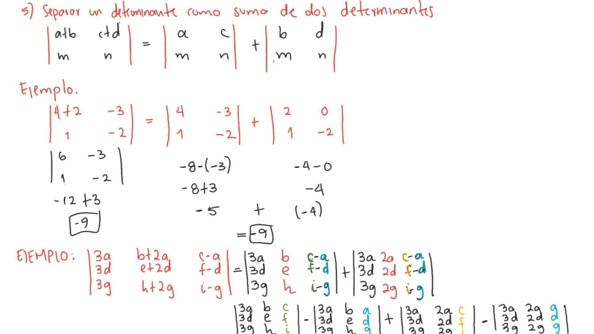 Determinante: Función donde el conjunto de salida son las matrices Mmxn y el conjunto
de llegada son los IR
Determinante de la motriz A se d