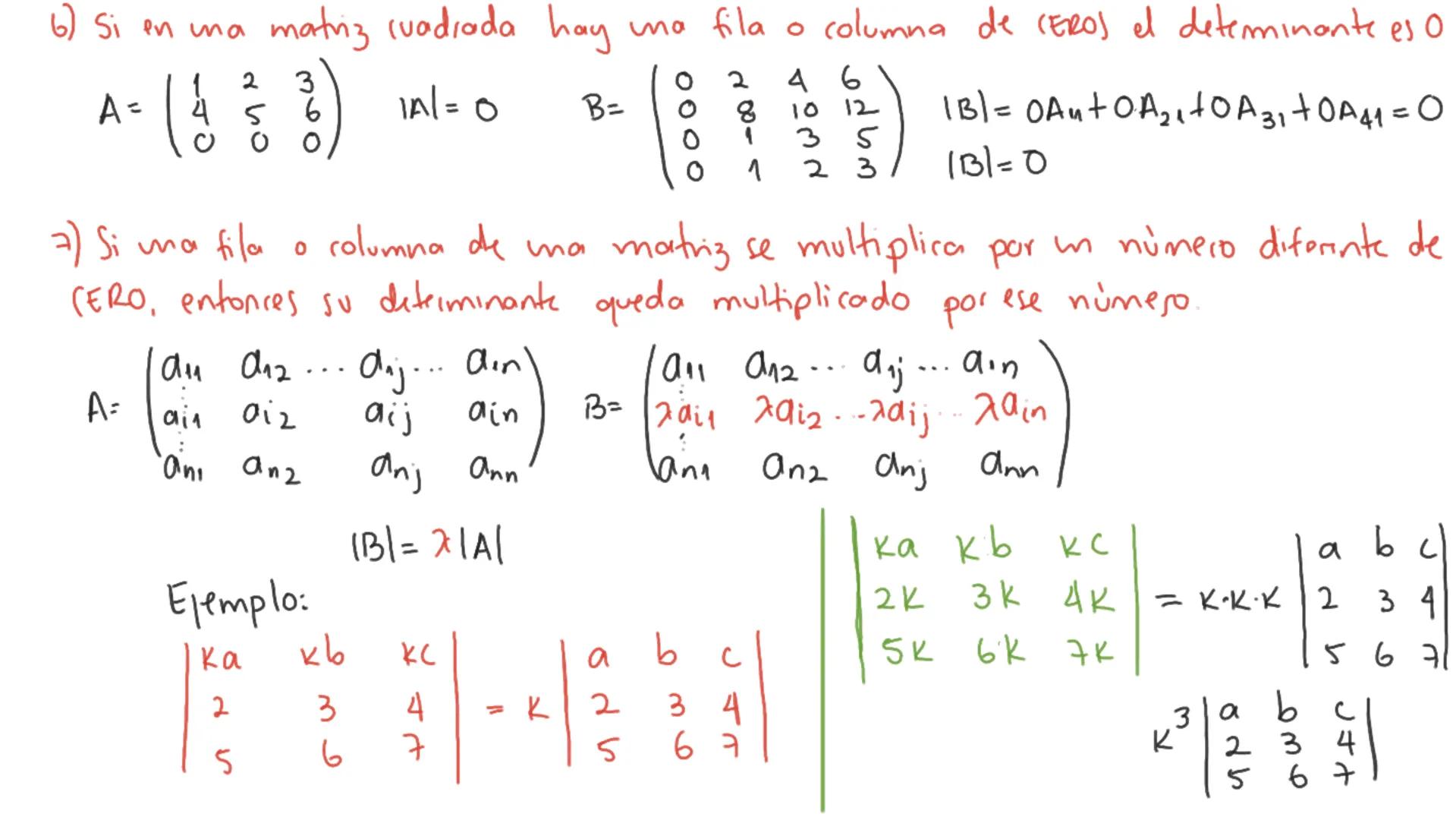 Determinante: Función donde el conjunto de salida son las matrices Mmxn y el conjunto
de llegada son los IR
Determinante de la motriz A se d