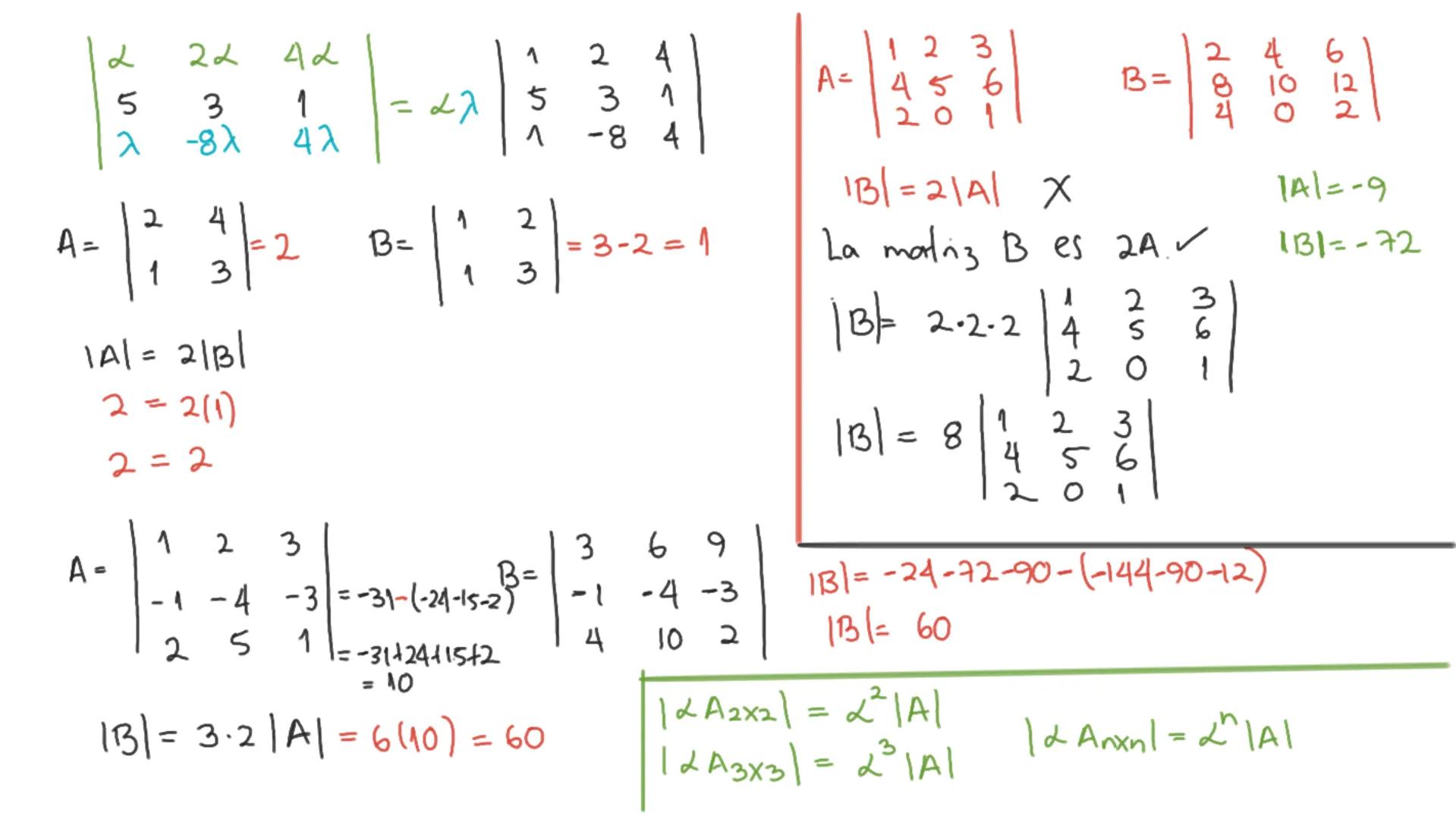 Determinante: Función donde el conjunto de salida son las matrices Mmxn y el conjunto
de llegada son los IR
Determinante de la motriz A se d