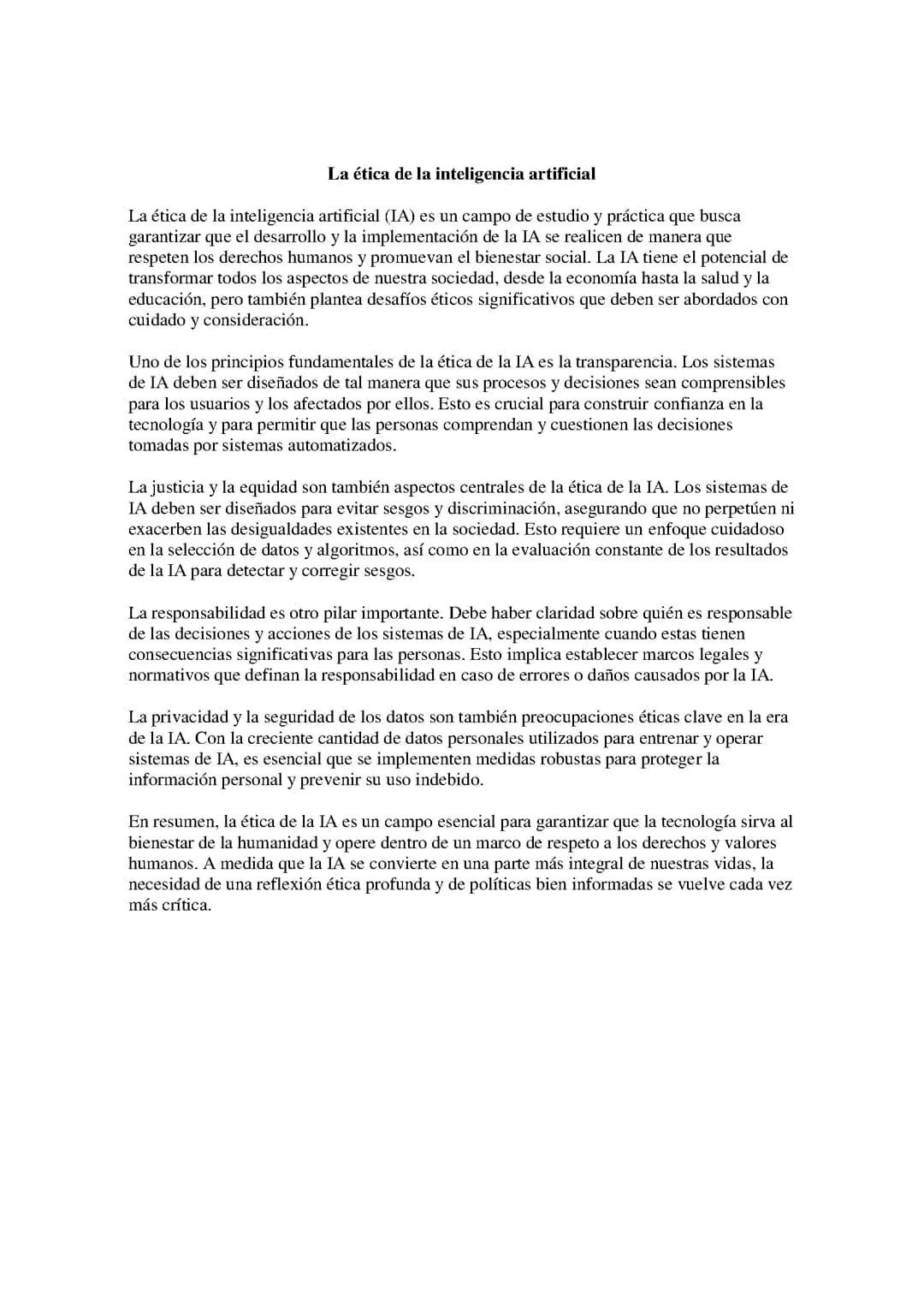 Ensayo sobre La ética de la inteligencia artificial.