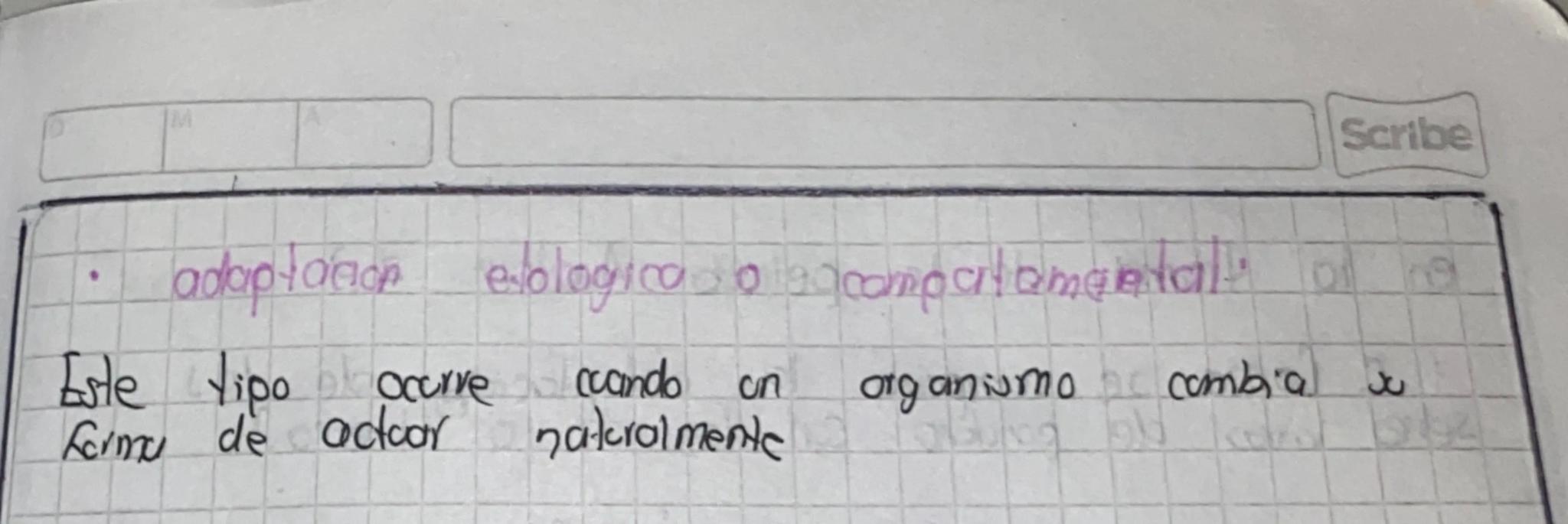 adaptación biologica
Is la fuerca impulsora de la evolucion, incluye los combi-
molecular que experimentan los.
con la relacion de las dema
