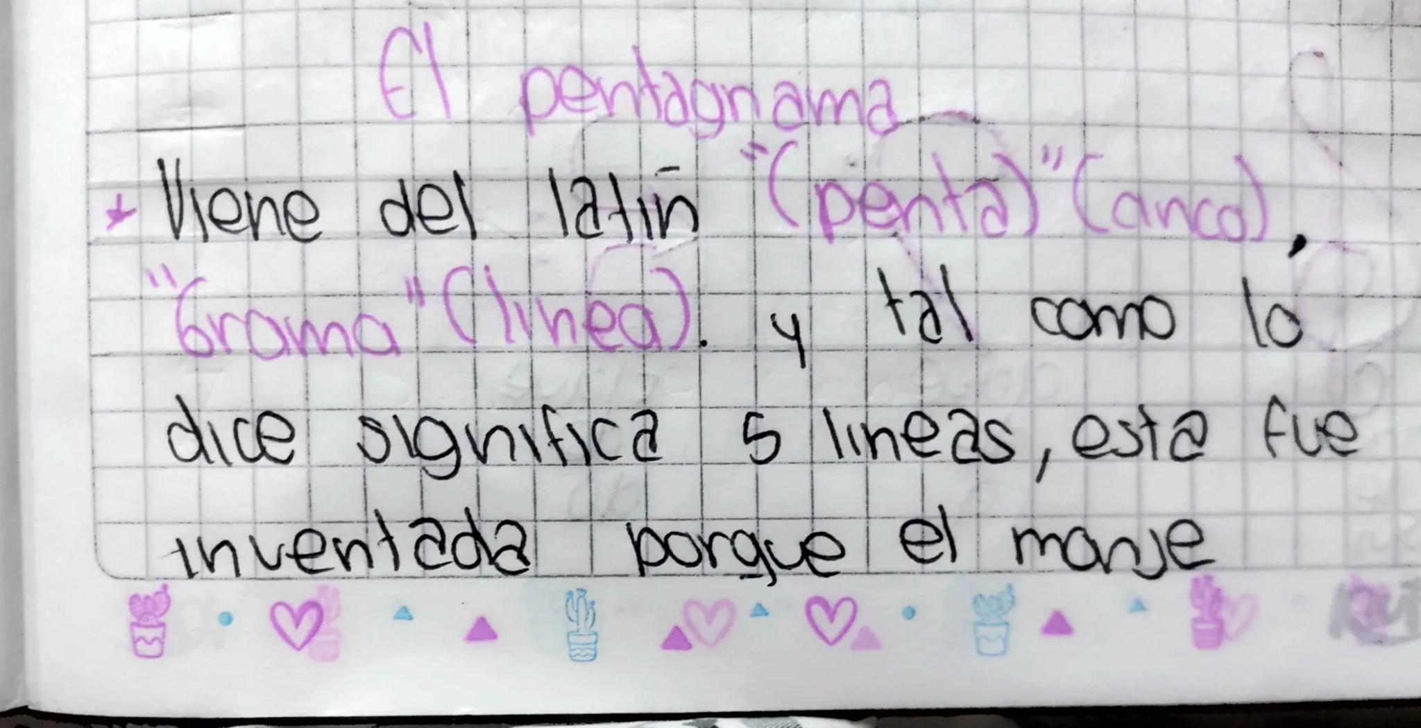 El pentagriama

• Viene del latin (penta)" (anco).
"Groma" Clinea), y tal como lo
dice significa s lineas, esta fue
inventada porque el manj
