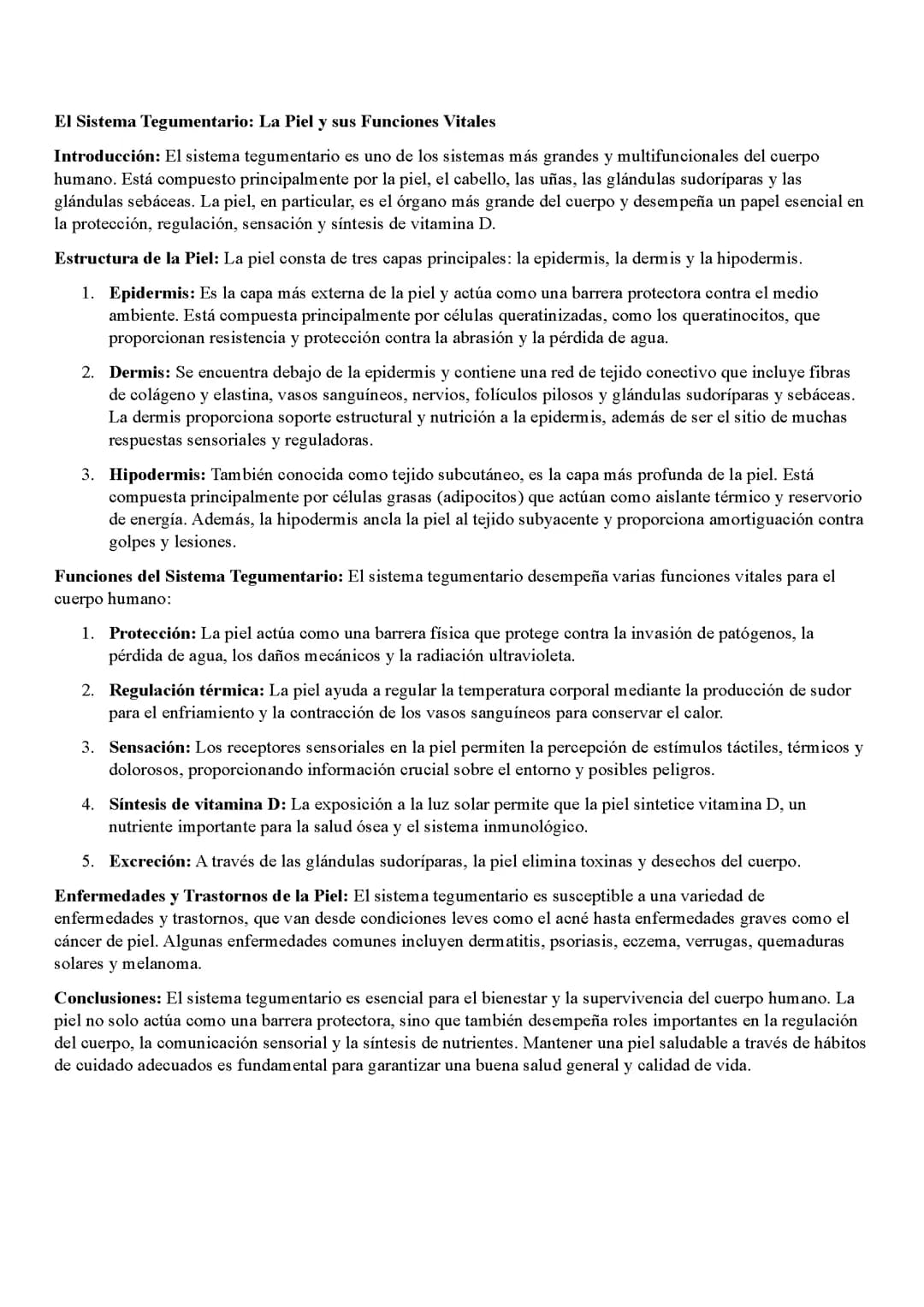 el sistema tegumentario 