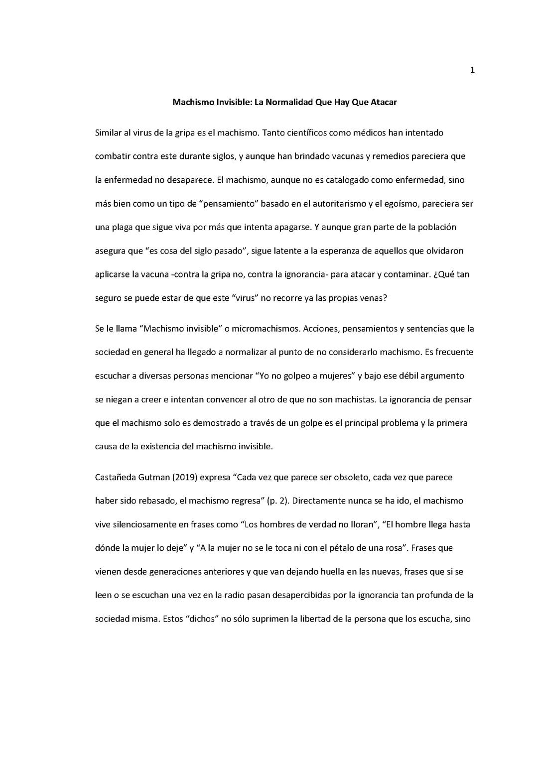 Ensayo sobre el machismo invisible 