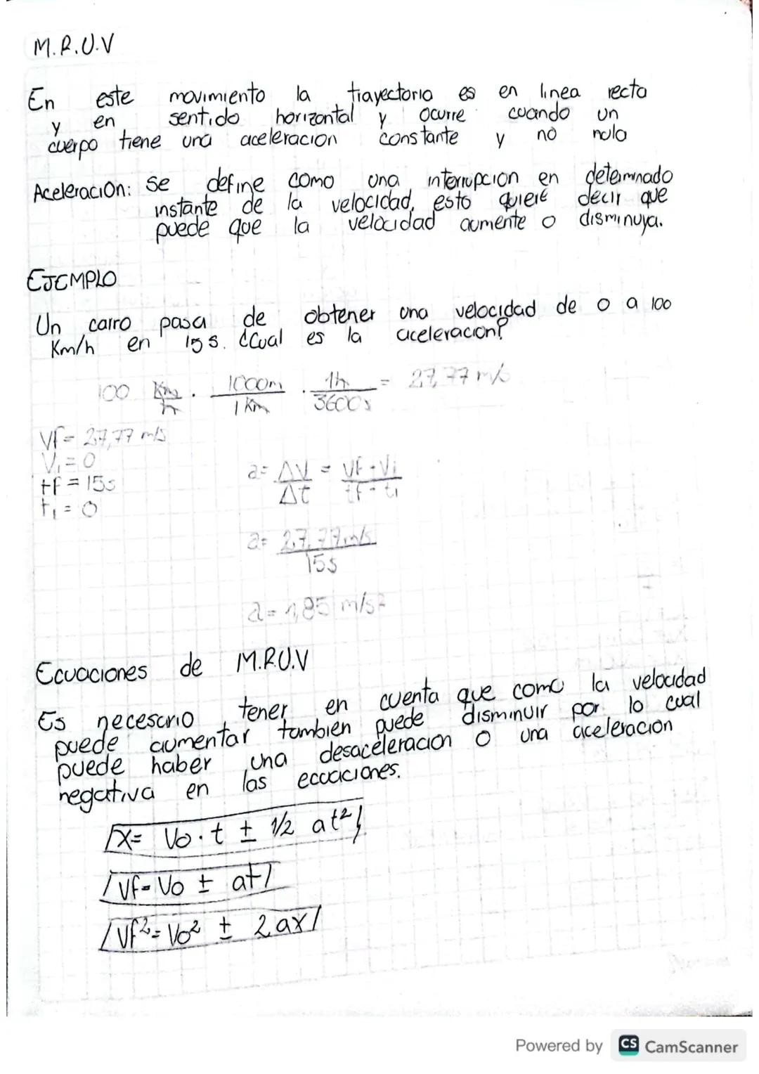 # M.R.U.V

En este movimiento la trayectoria es en linea recta
y en sentido horizontal y ocurre cuando un
cuerpo tiene una aceleracion const