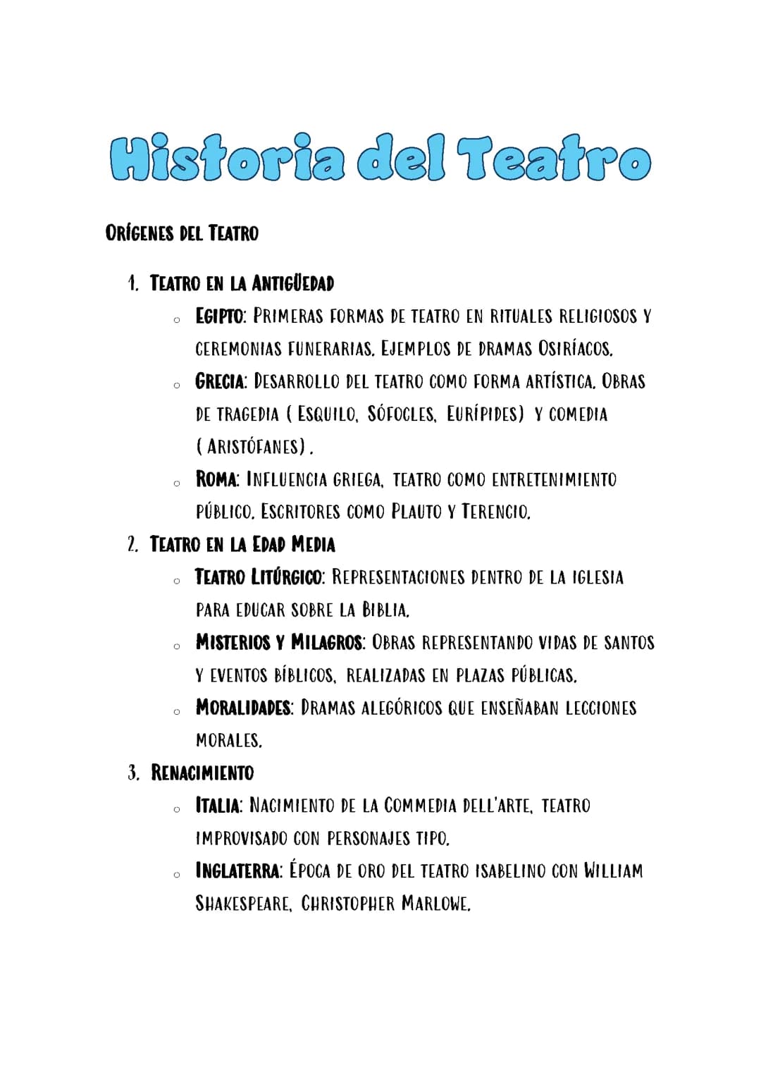 HISTORIA DEL TEATRO Y LA DANZA