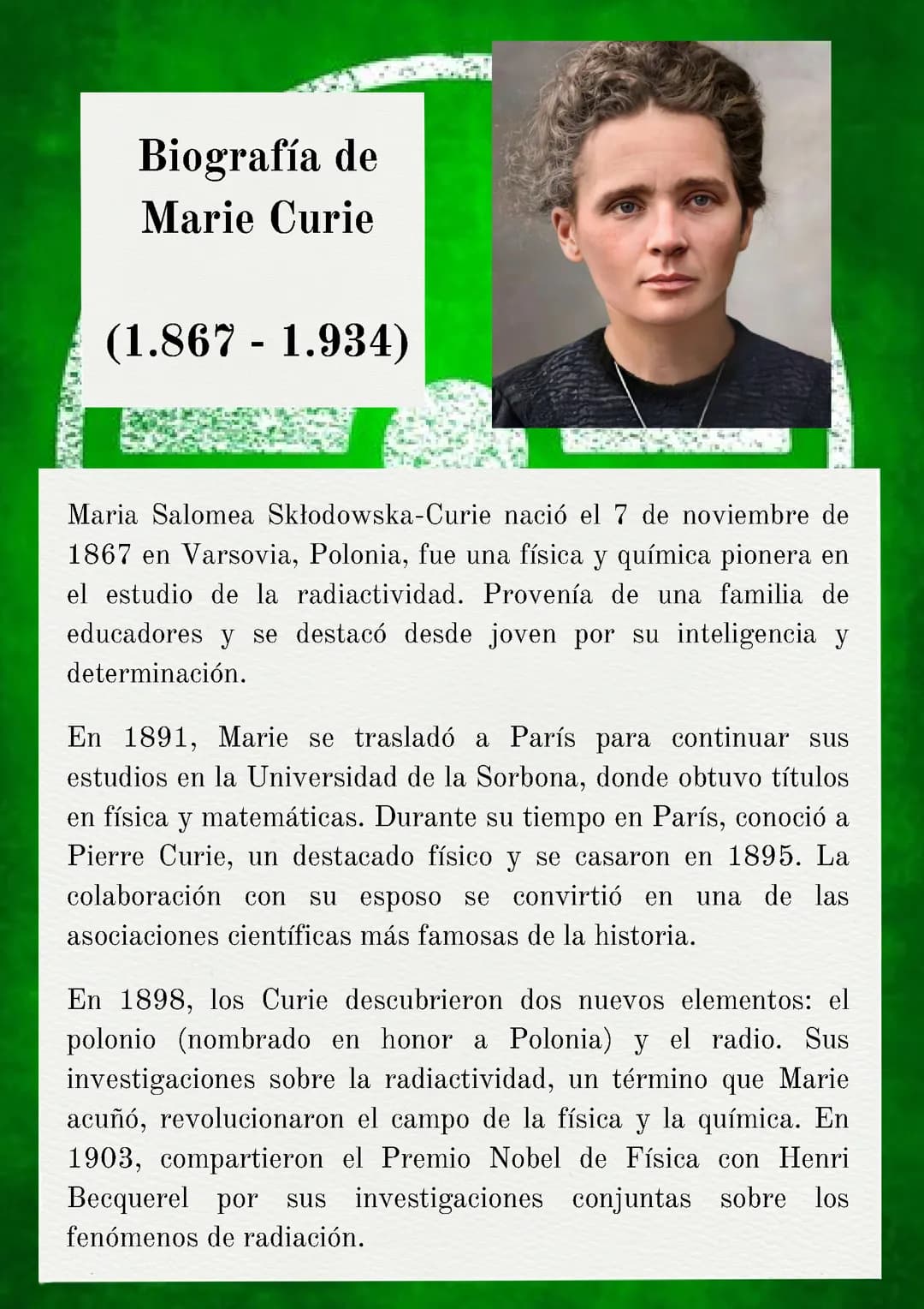 Biografía de Marie Curie