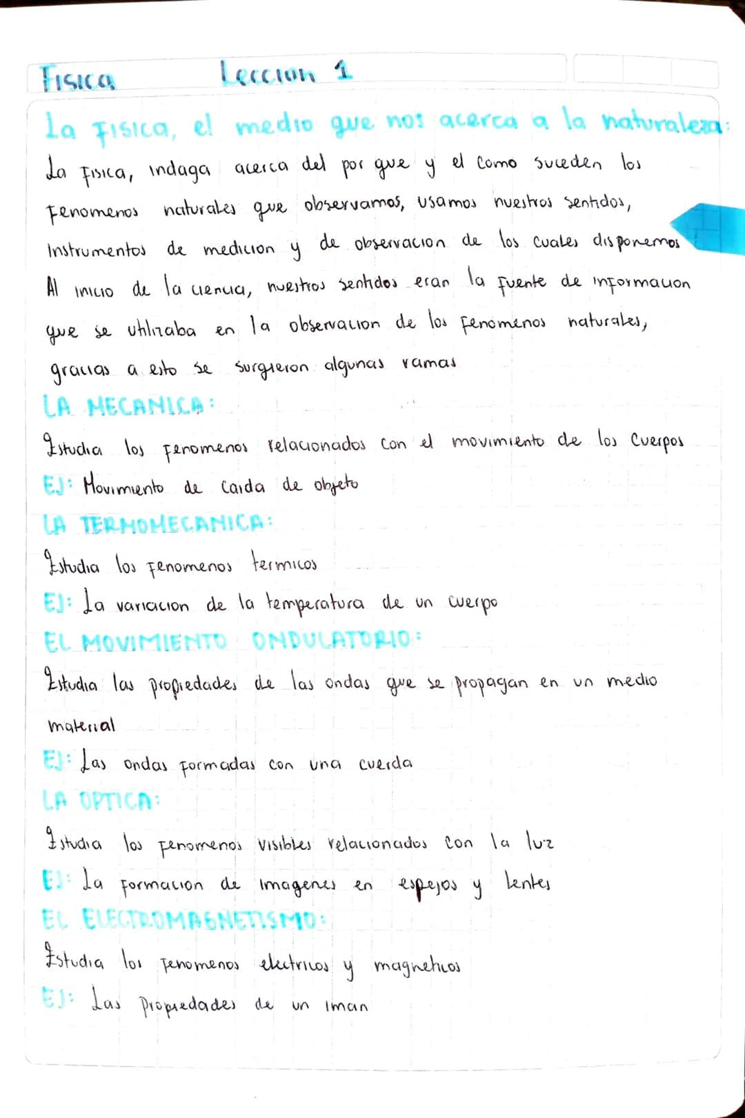 FISICA
Leccion 1
La Fisica, el medio que nos acerca a la naturaleza
La
Fisica, Indaga acerca del por que y
Fenomenos
naturales
дие
Instrumen