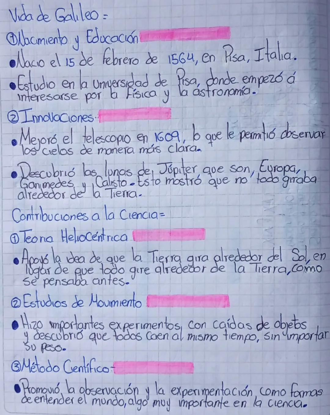 Vida de Galileo=
Bllacimiento y Educación
y
•●Nacio el 15 de febrero de 1564, en Pisa, Italia.
•Estudio en la Universidad de Pisa, donde emp