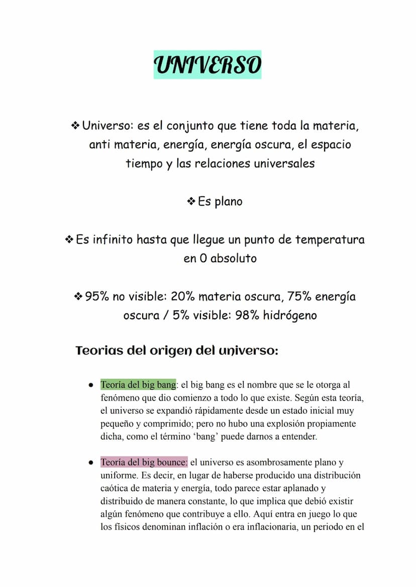 UNIVERSO
✰Universo: es el conjunto que tiene toda la materia,
anti materia, energía, energía oscura, el espacio
tiempo y las relaciones univ