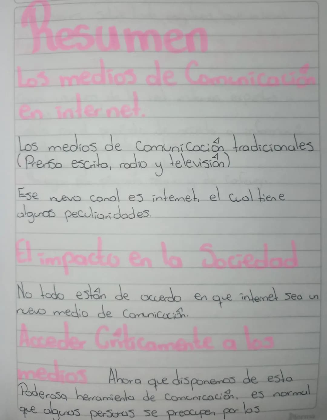Resumen
tos medios de Comunication
en internet
Los medios de comunicación tradicionales
(Prenso escrita, radio y television)
Ese
y
nuevo con