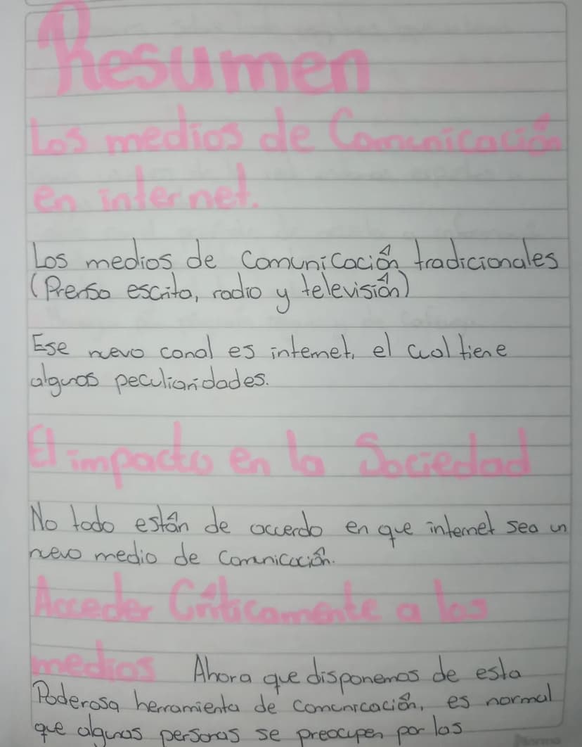 Resumen
tos medios de Comunication
en internet
Los medios de comunicación tradicionales
(Prenso escrita, radio y television)
Ese
y
nuevo con