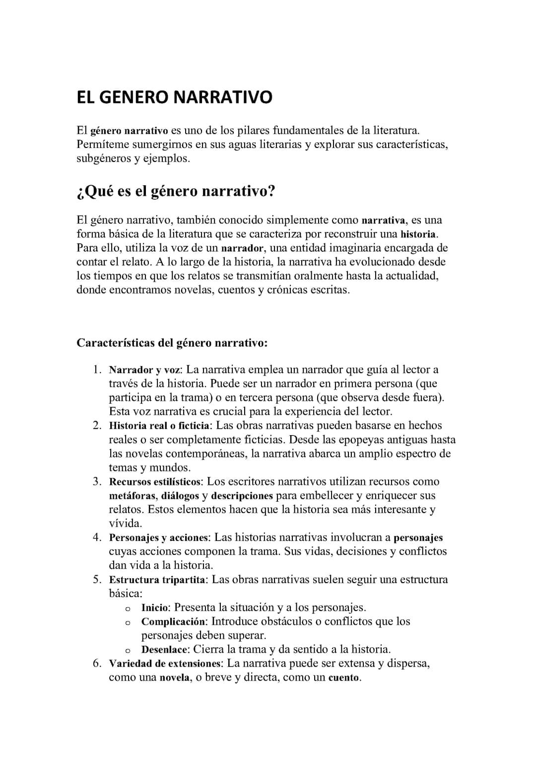 EL GENERO NARRATIVO