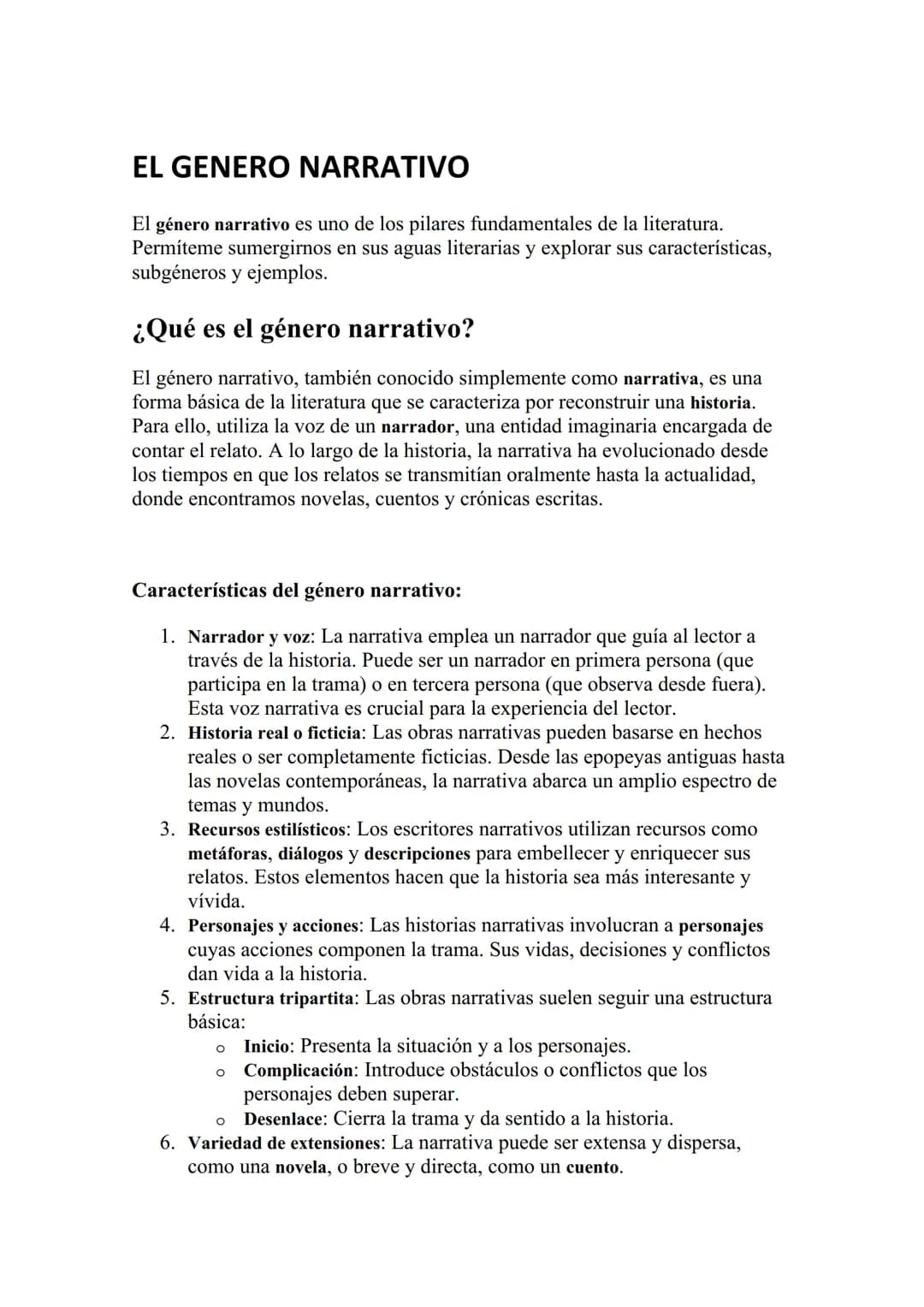 EL GENERO NARRATIVO
El género narrativo es uno de los pilares fundamentales de la literatura.
Permíteme sumergirnos en sus aguas literarias 